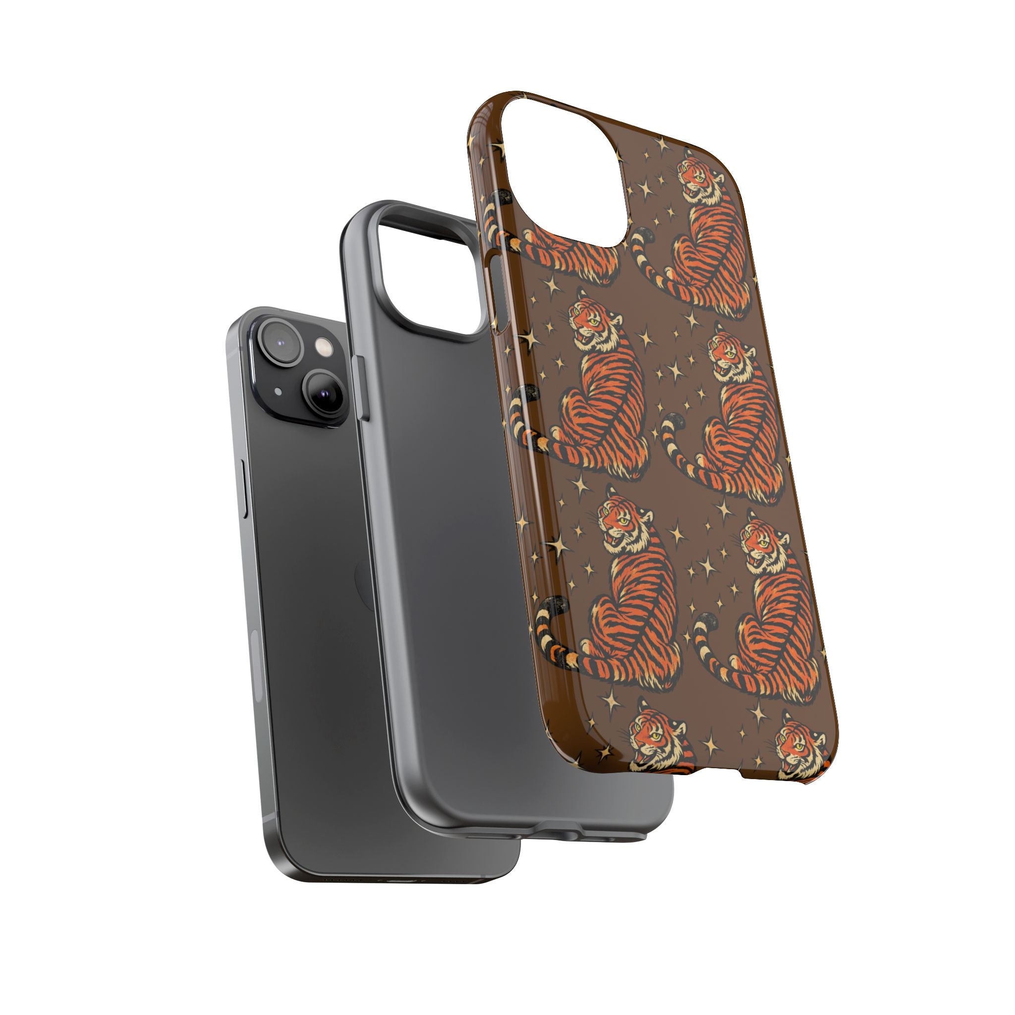 Tiger Pattern Phone Case — Retro Brown Vintage Tiger Print Tough Case