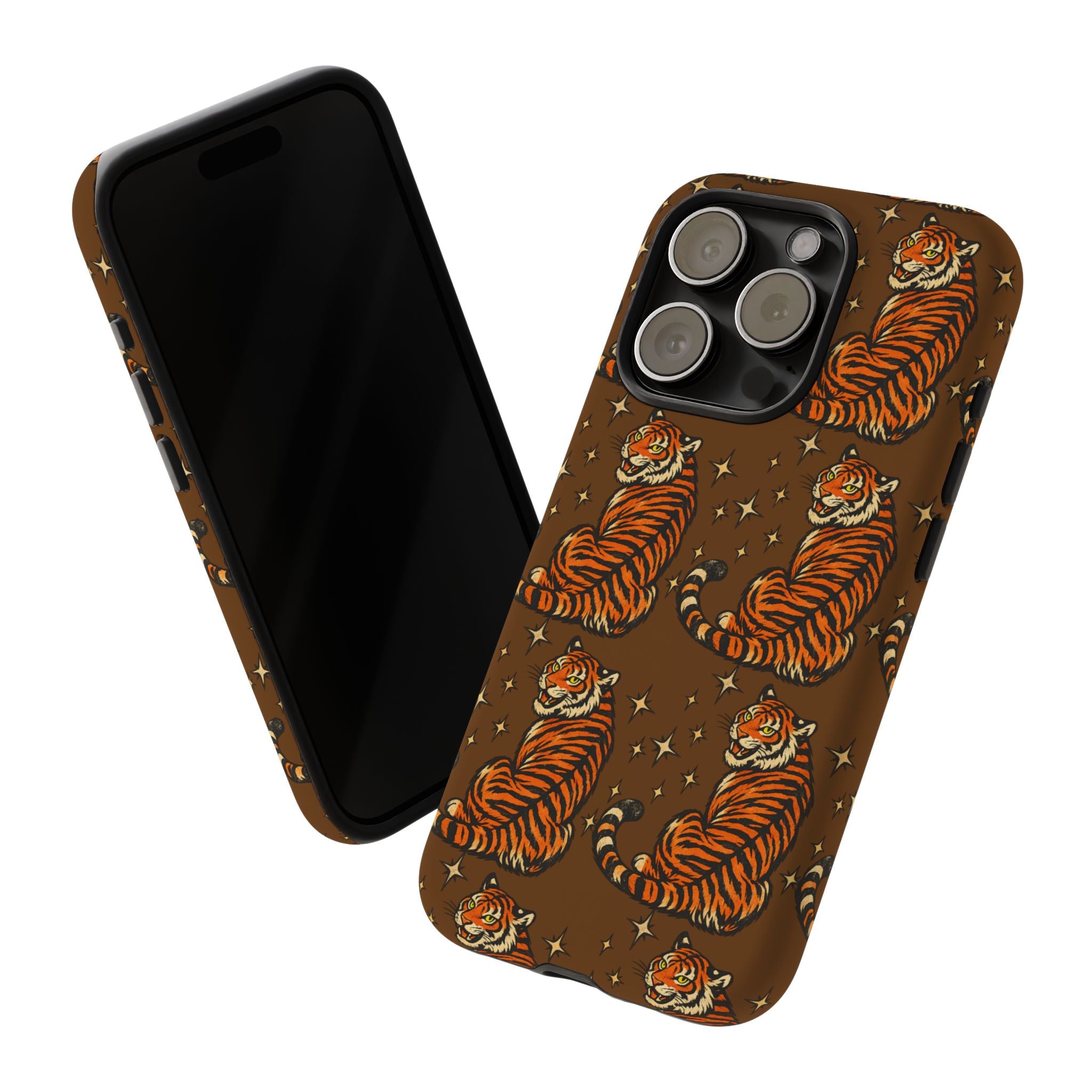 Tiger Pattern Phone Case — Retro Brown Vintage Tiger Print Tough Case