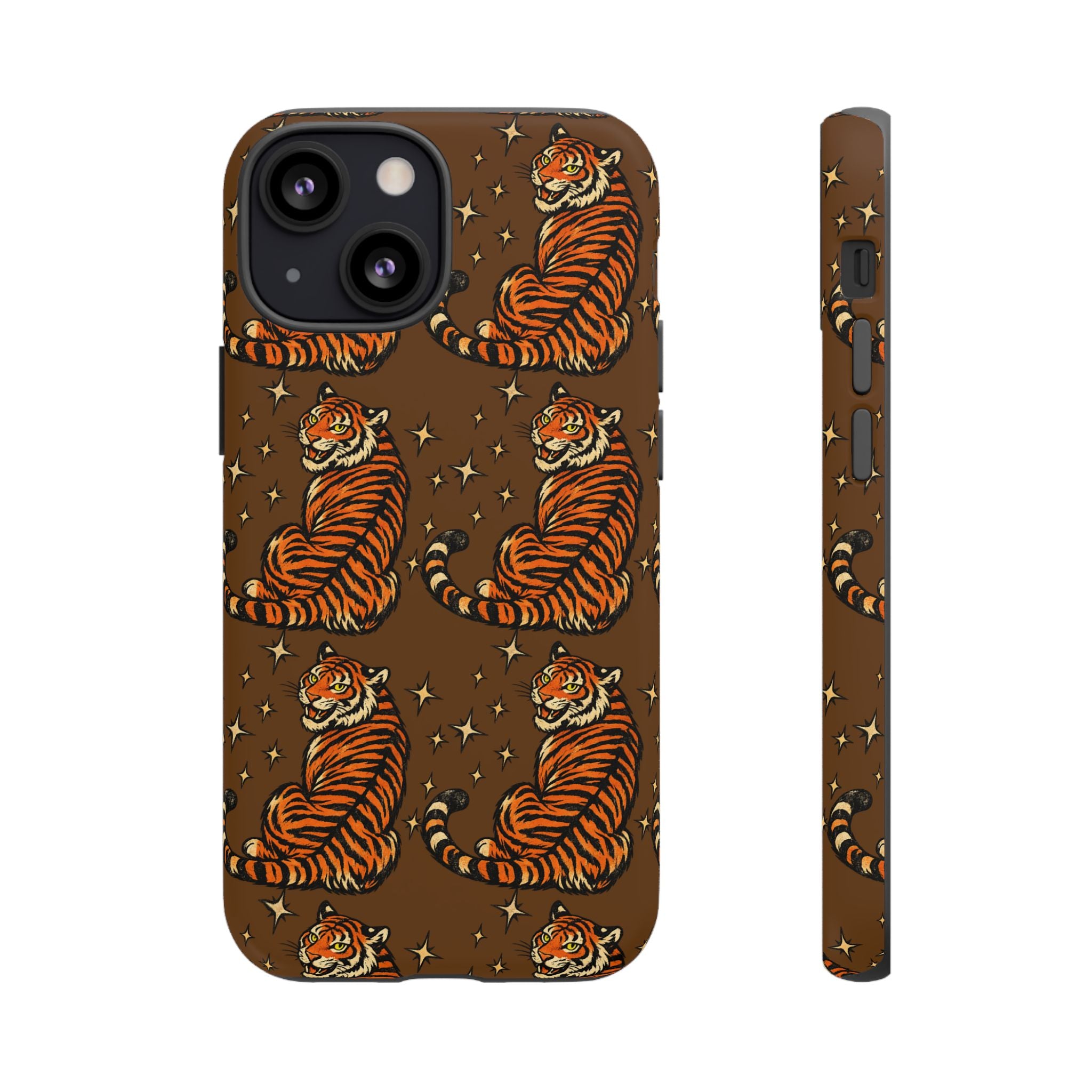 Tiger Pattern Phone Case — Retro Brown Vintage Tiger Print Tough Case