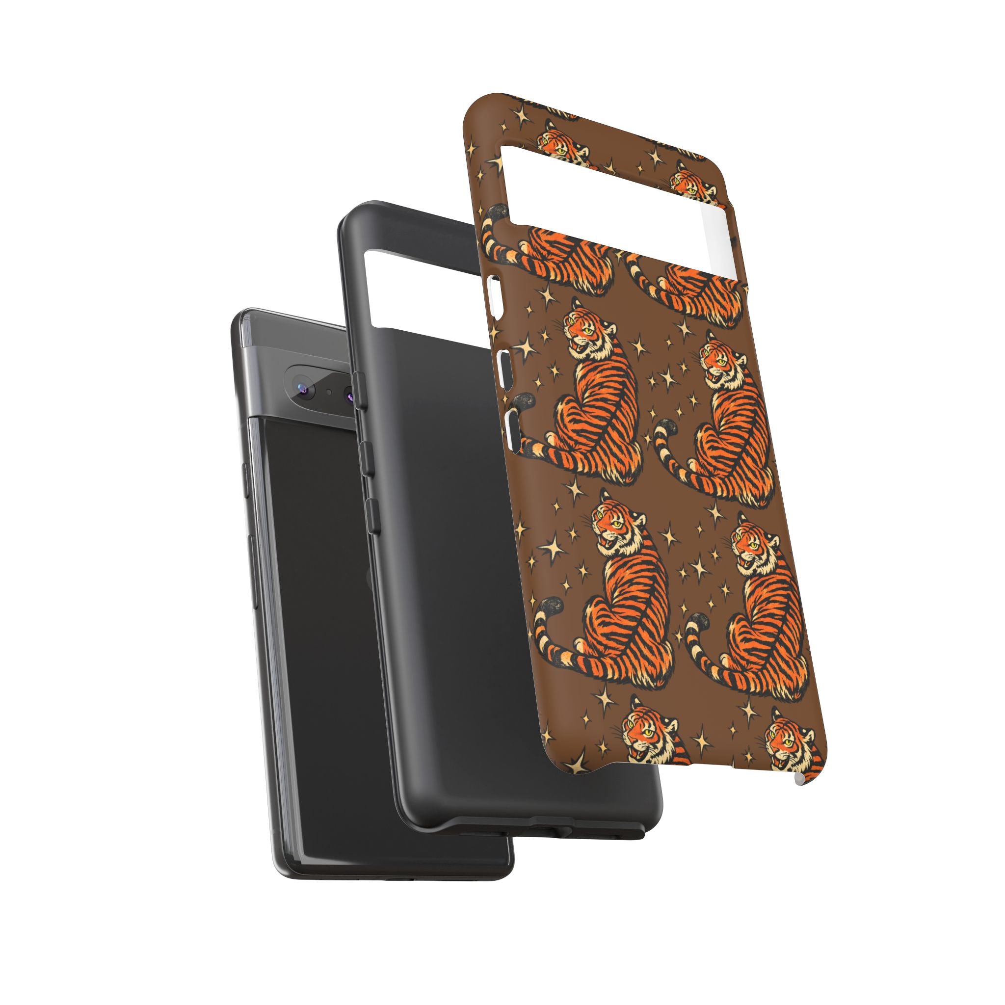 Tiger Pattern Phone Case — Retro Brown Vintage Tiger Print Tough Case