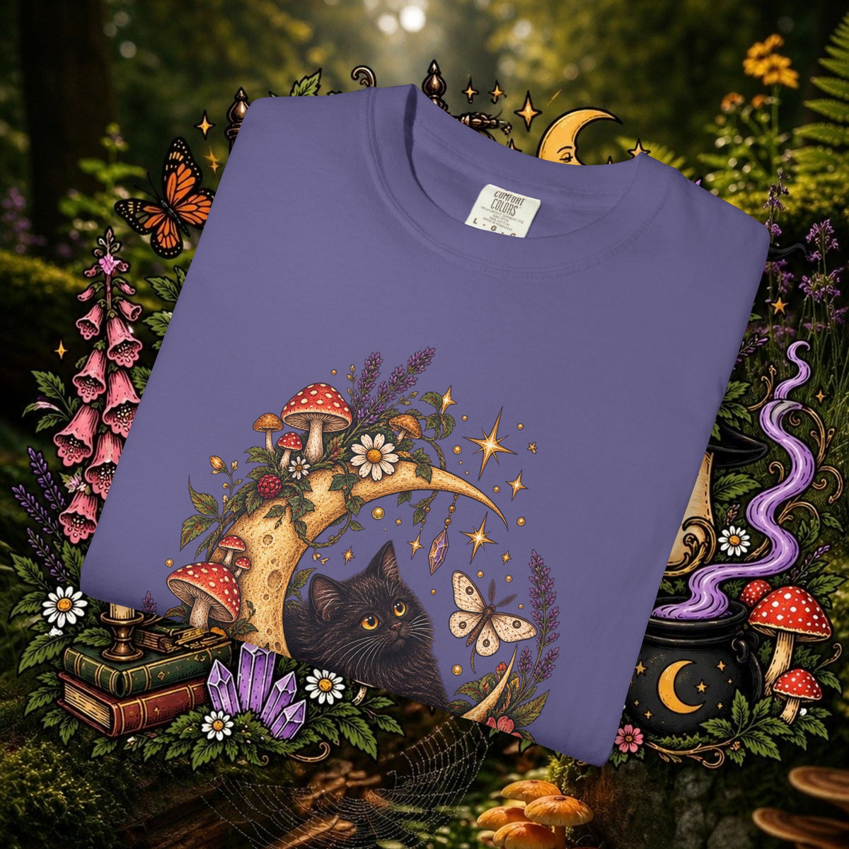 Moonlit Black Cat Oversized T-Shirt