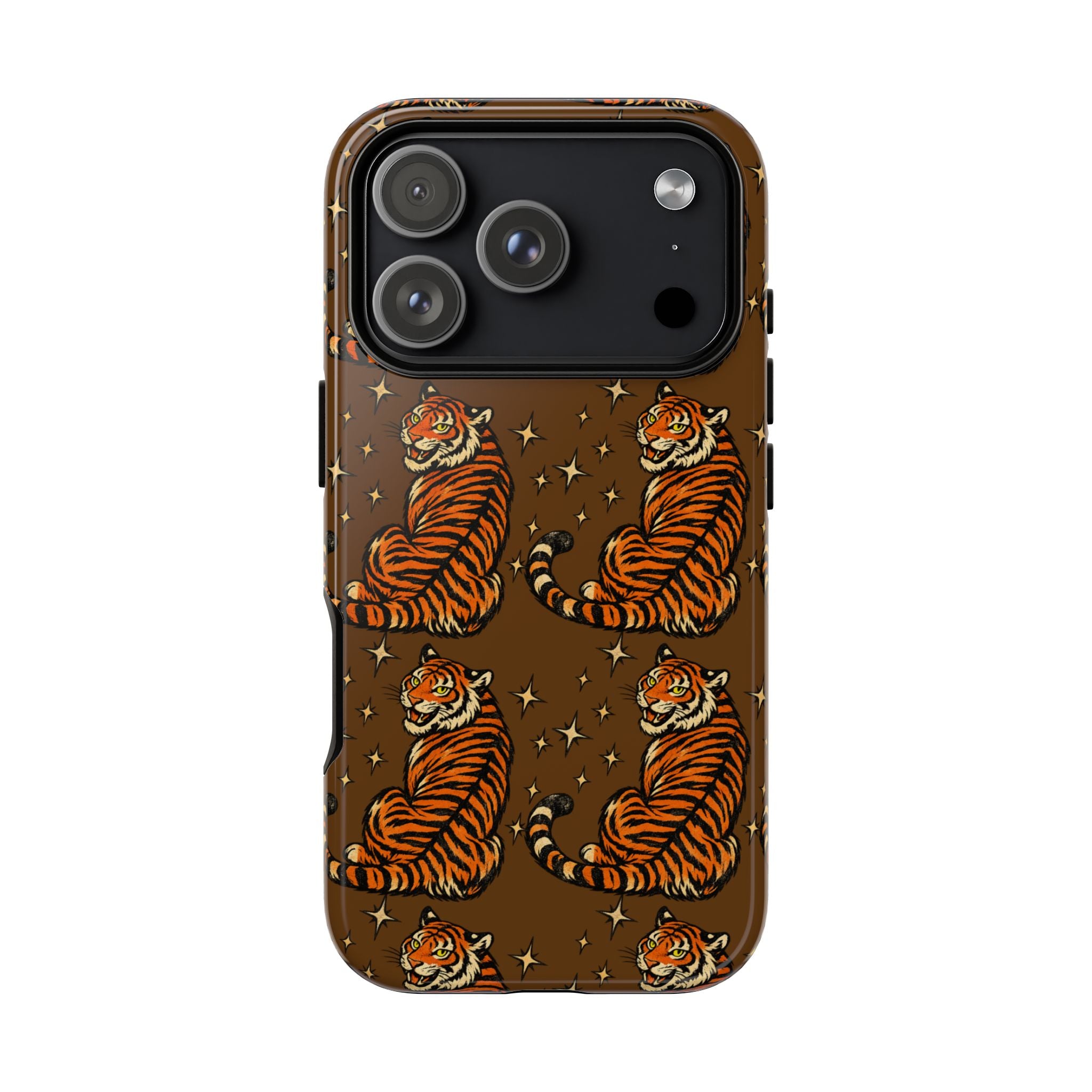 Tiger Pattern Phone Case — Retro Brown Vintage Tiger Print Tough Case