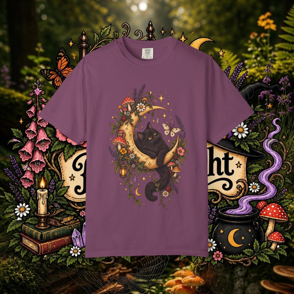 Moonlit Black Cat Oversized T-Shirt