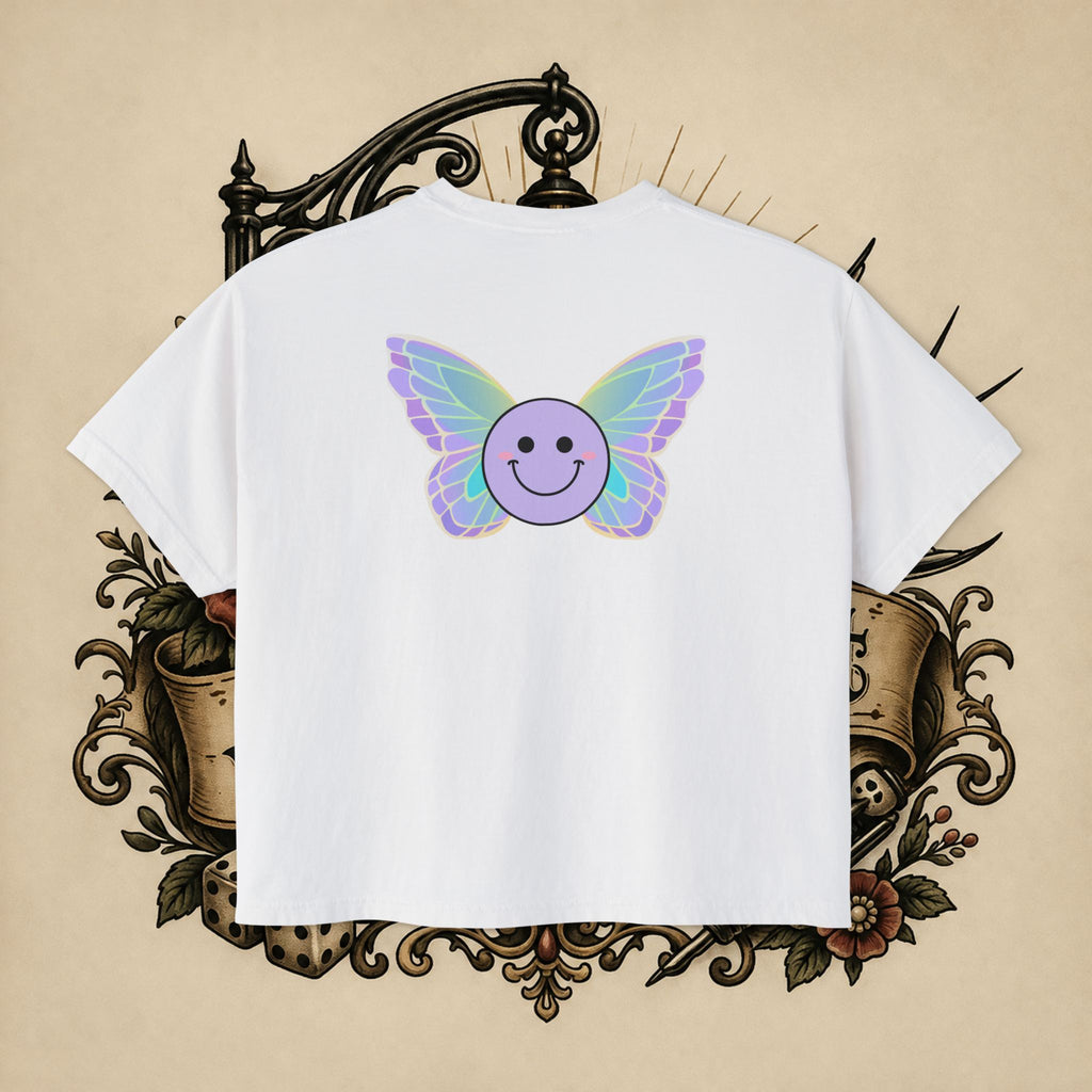Women's Boxy Tee — "Fueled by Rage" Cute Rainbow Bunny Graphic