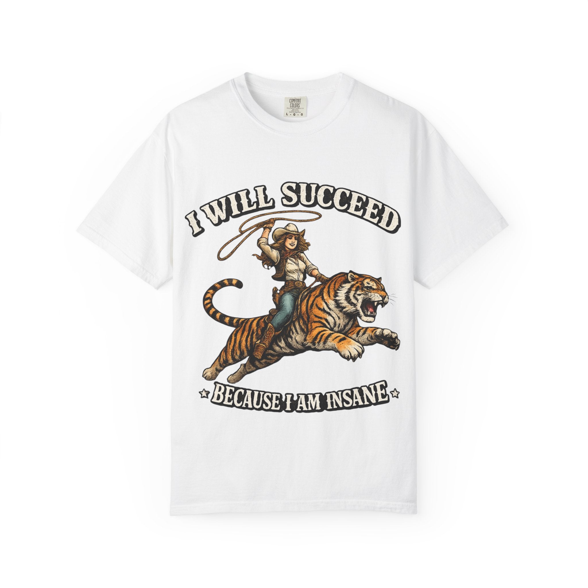 I Will Succeed Tiger T-Shirt — Bold Vintage Rider Graphic Tee