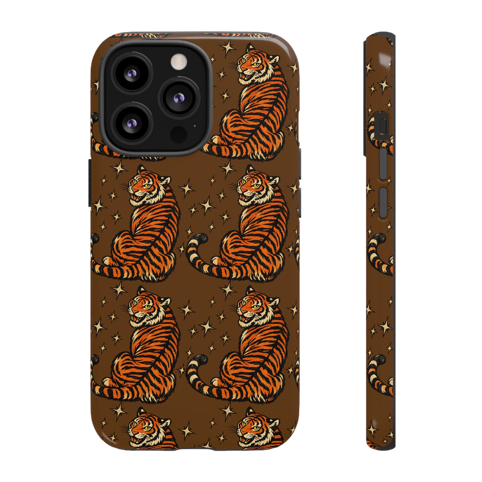 Tiger Pattern Phone Case — Retro Brown Vintage Tiger Print Tough Case