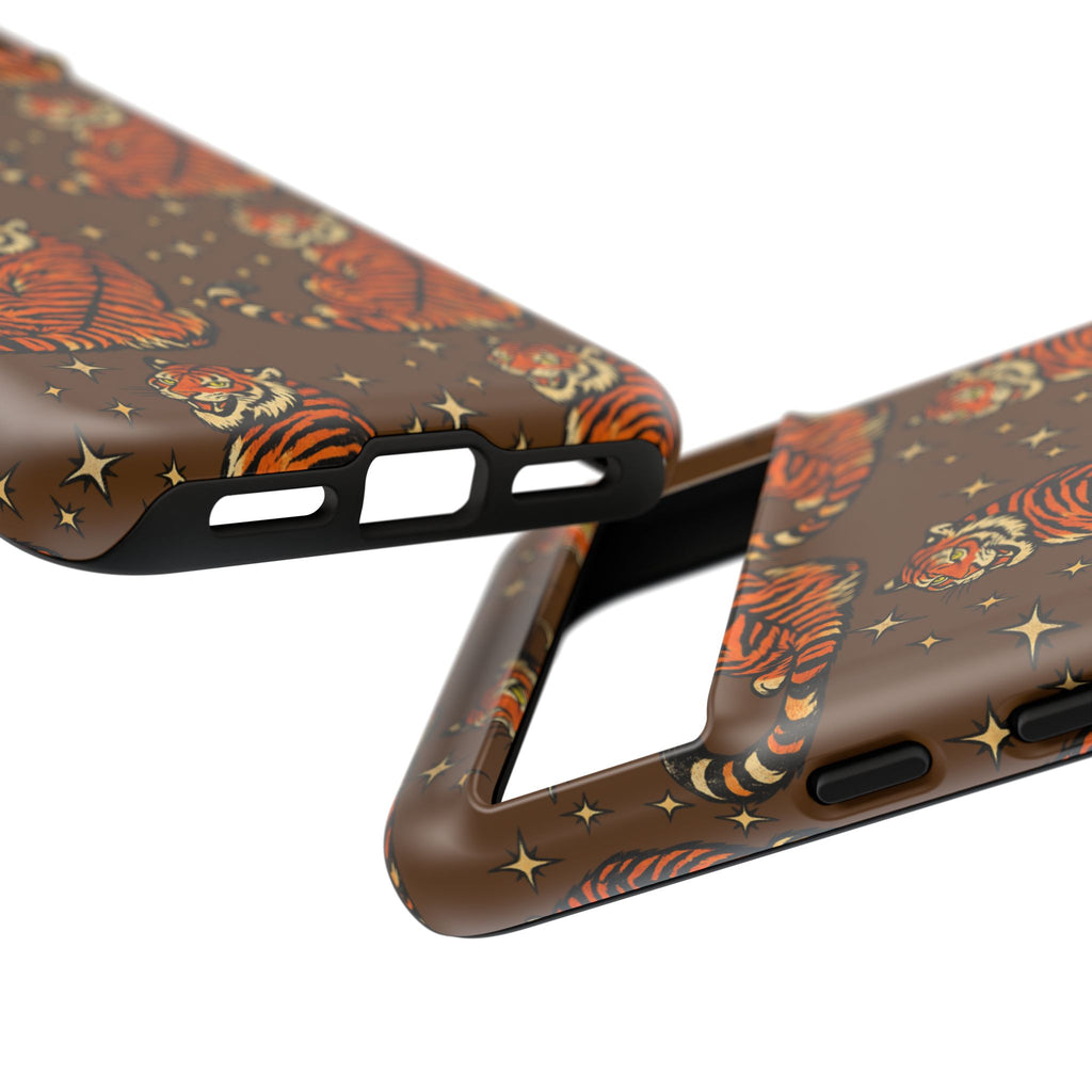 Tiger Pattern Phone Case — Retro Brown Vintage Tiger Print Tough Case