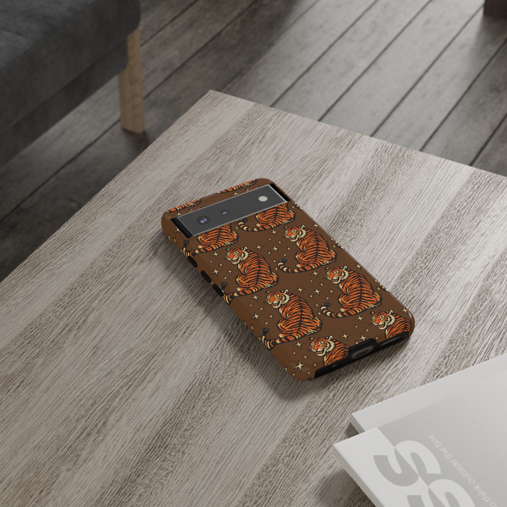 Tiger Pattern Phone Case — Retro Brown Vintage Tiger Print Tough Case