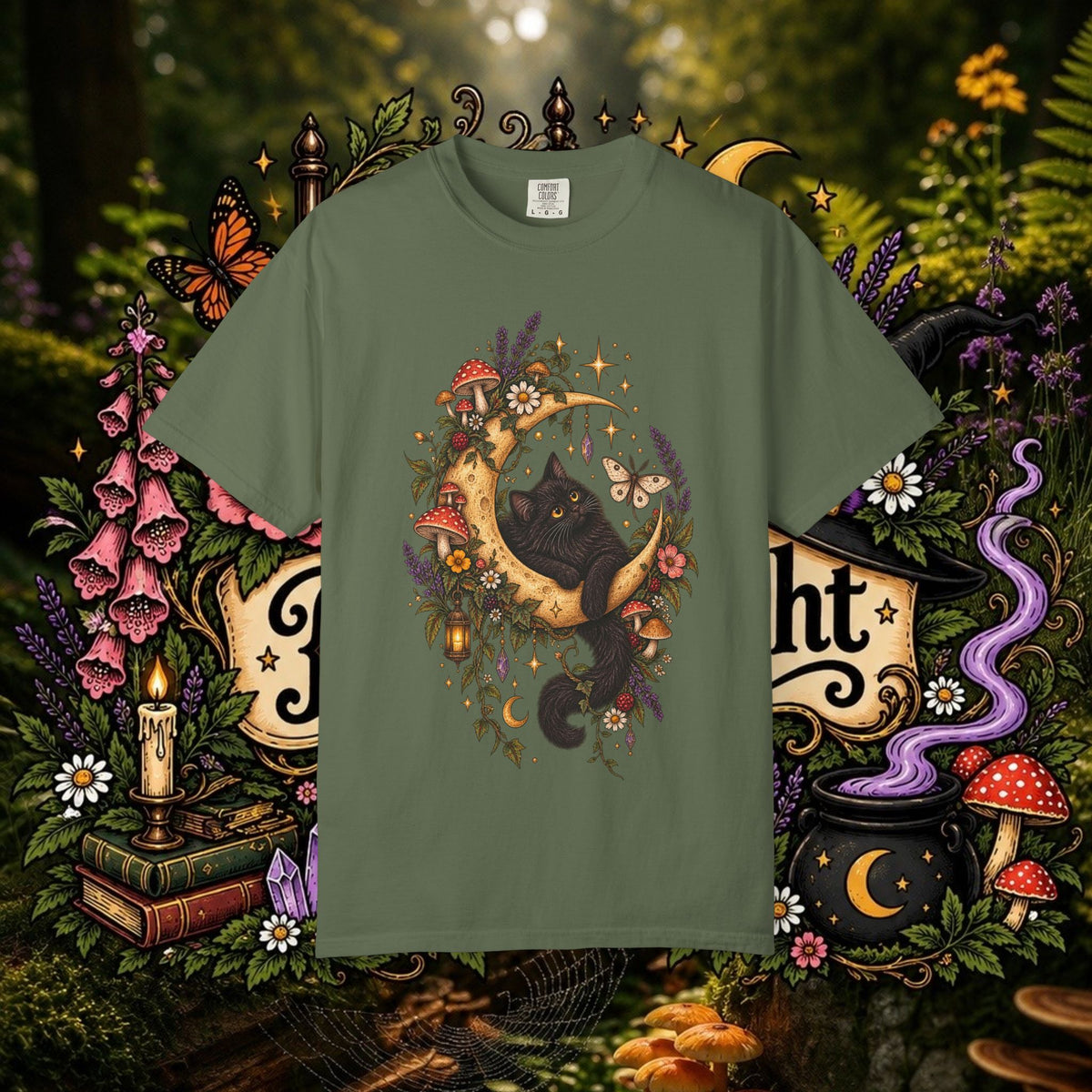 Moonlit Black Cat Oversized T-Shirt