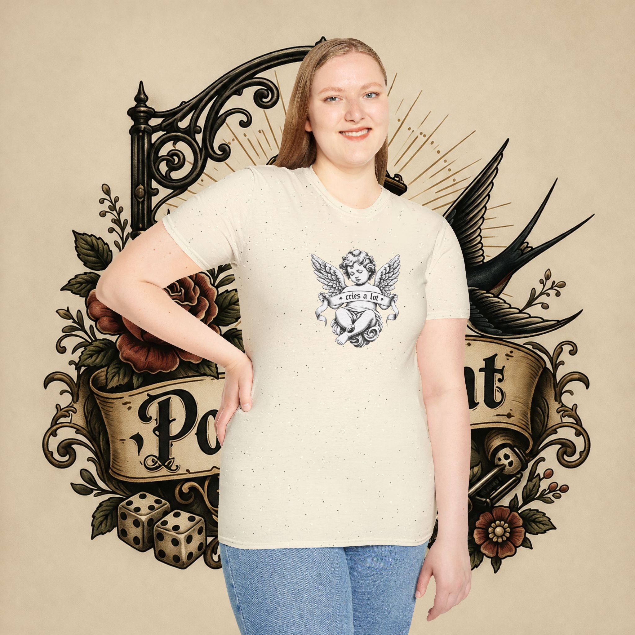 Cherub Angel Tee — 'Cries a Lot' Vintage Graphic T-Shirt