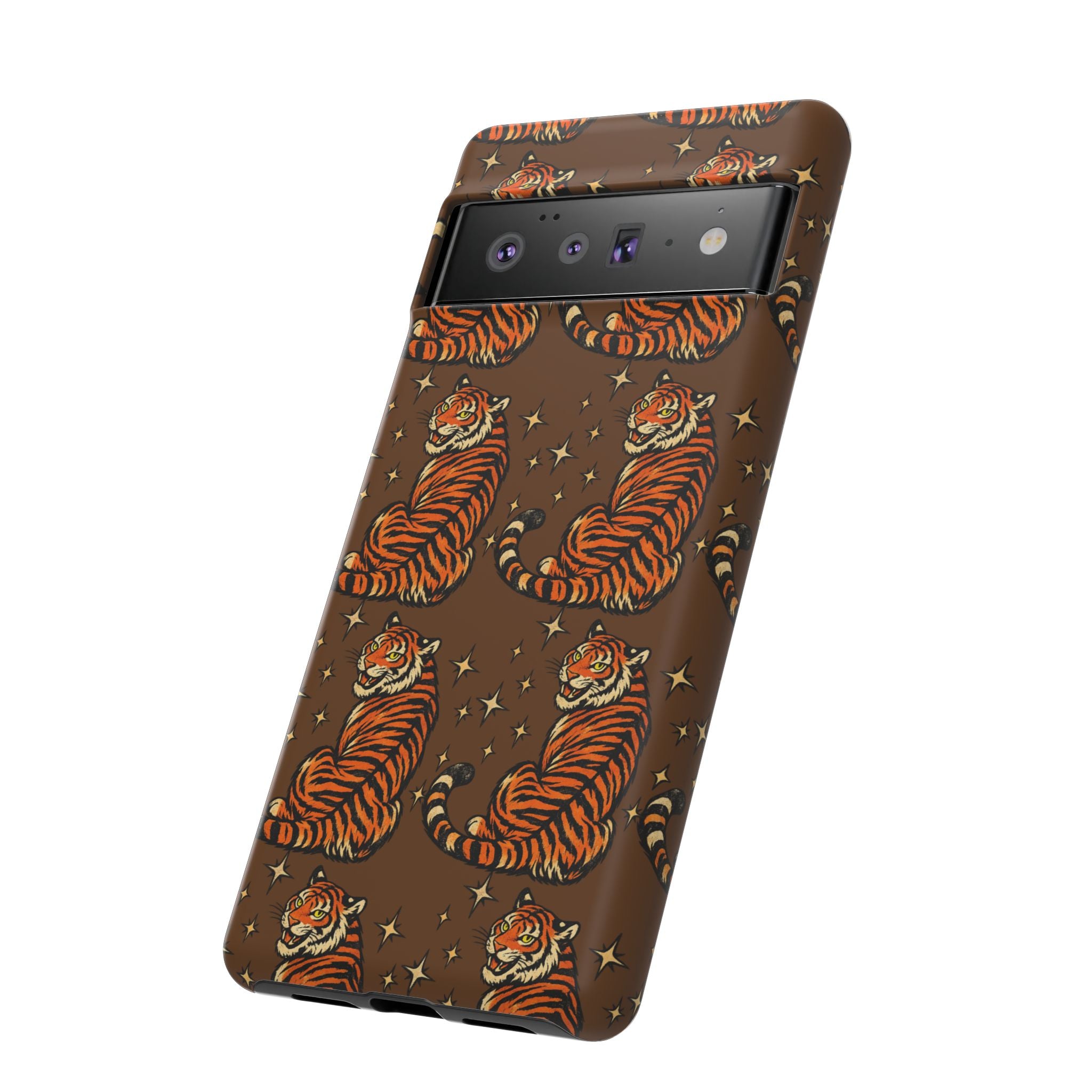 Tiger Pattern Phone Case — Retro Brown Vintage Tiger Print Tough Case