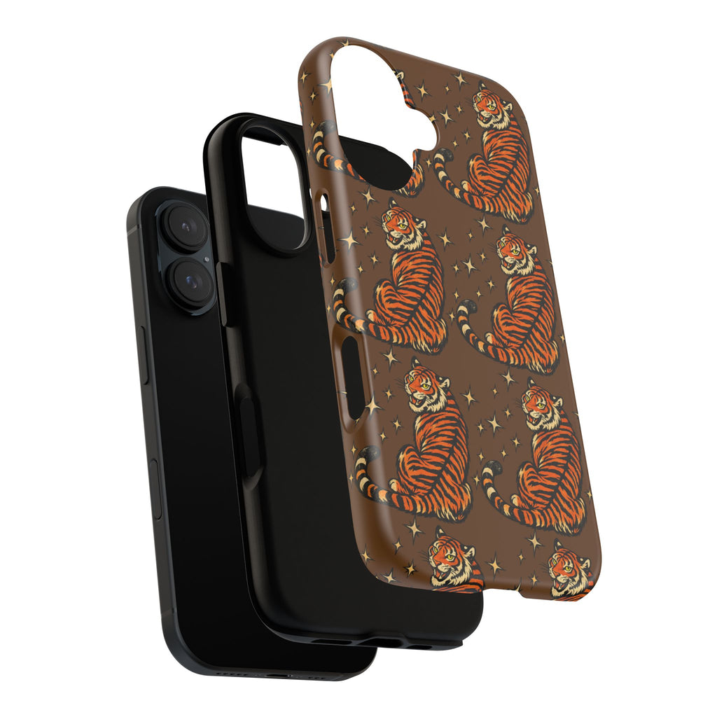 Tiger Pattern Phone Case — Retro Brown Vintage Tiger Print Tough Case
