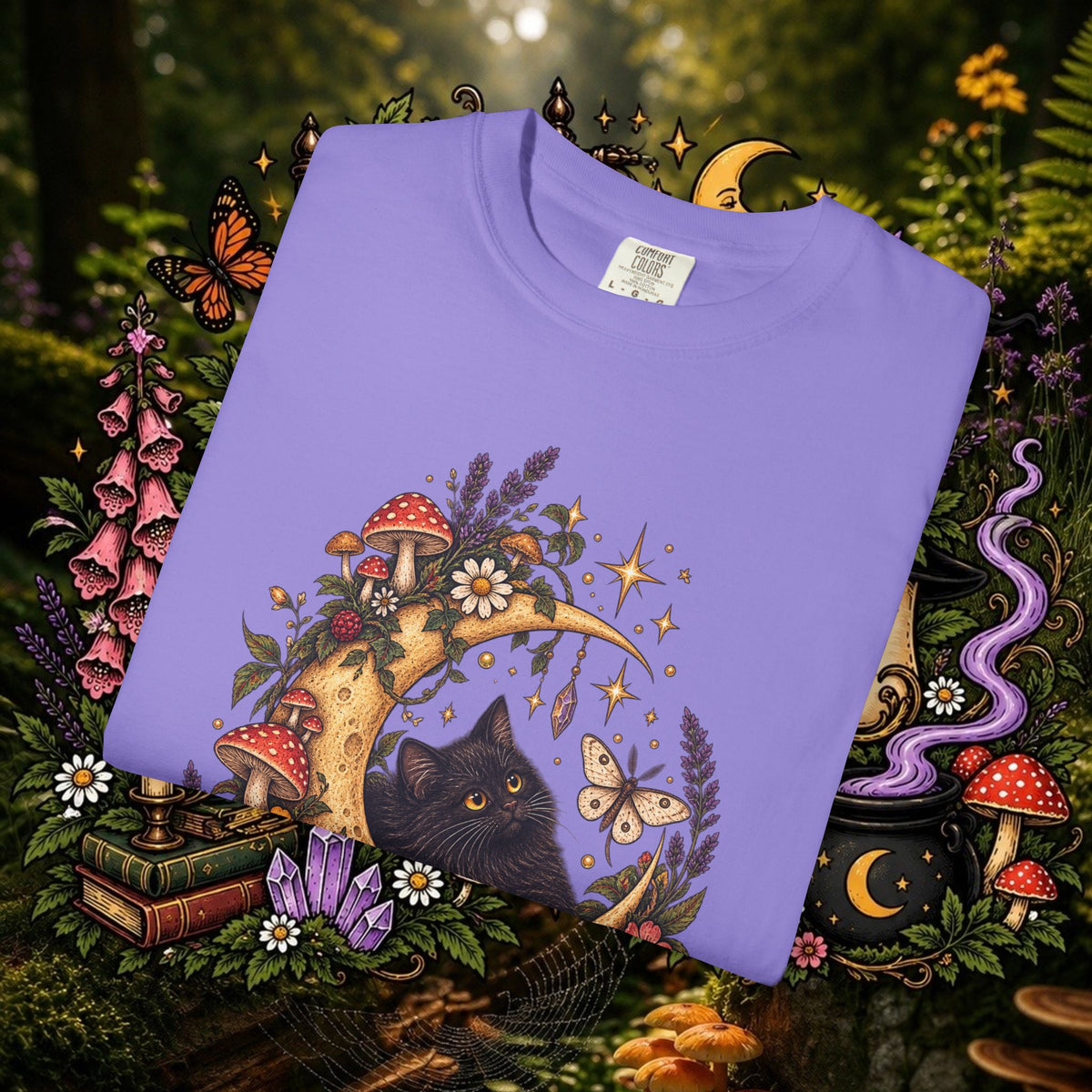 Moonlit Black Cat Oversized T-Shirt