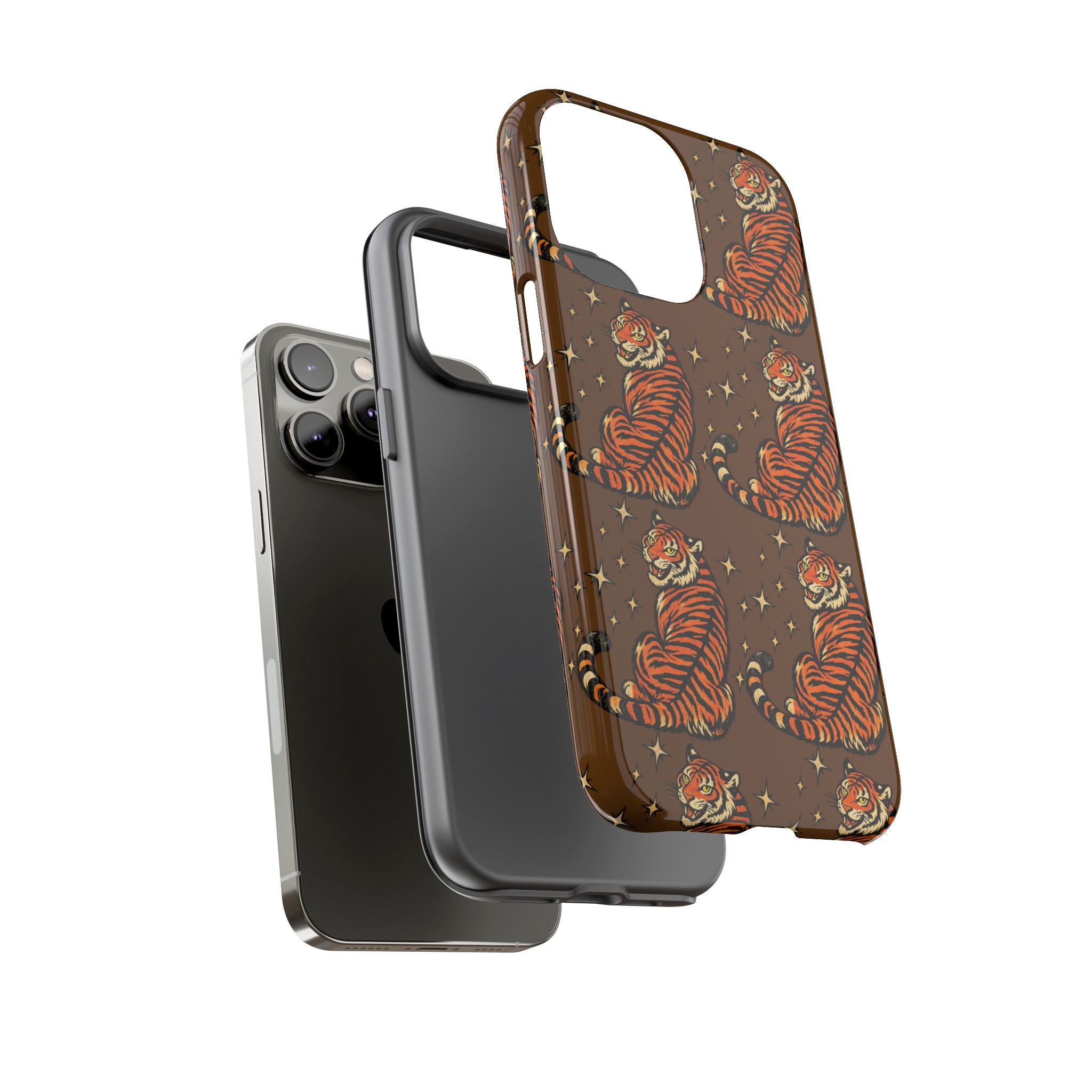 Tiger Pattern Phone Case — Retro Brown Vintage Tiger Print Tough Case