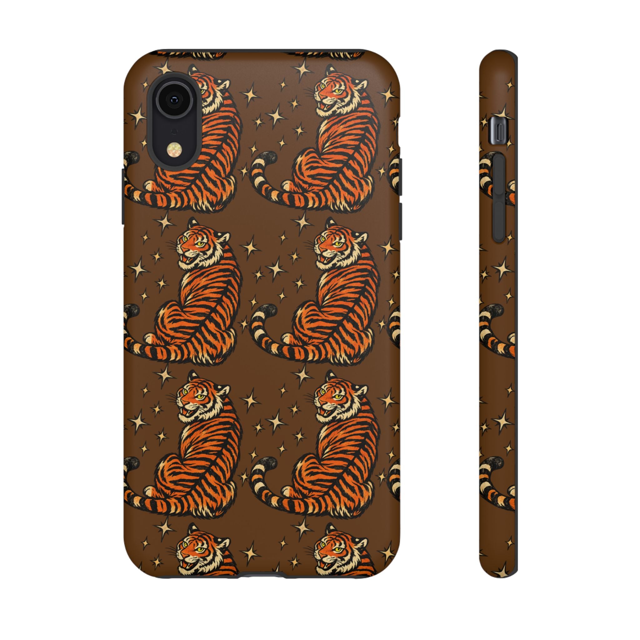 Tiger Pattern Phone Case — Retro Brown Vintage Tiger Print Tough Case