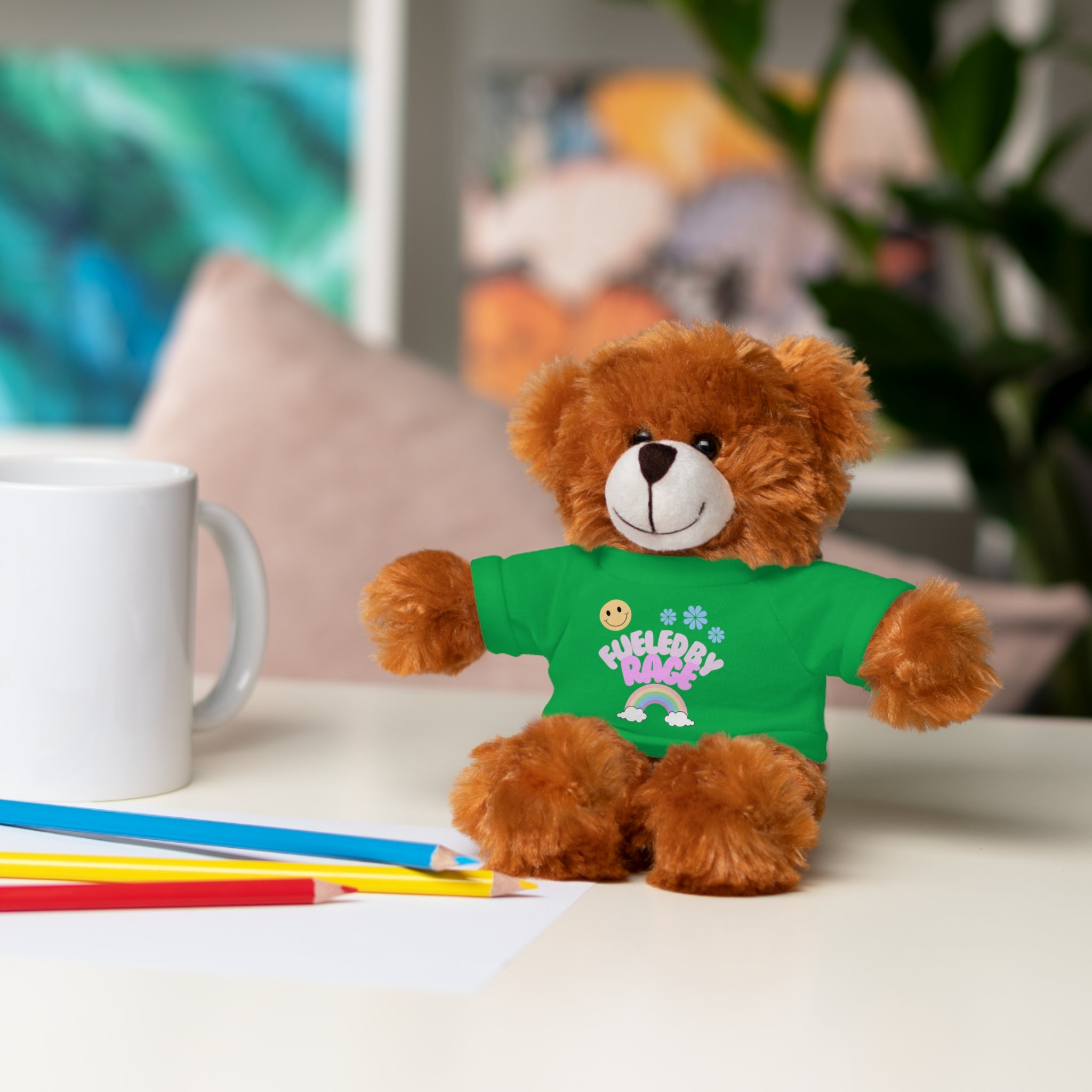 'Fueled by Rage' Teddy Bear Plush — 8" Stuffed Animal with Funny Tee