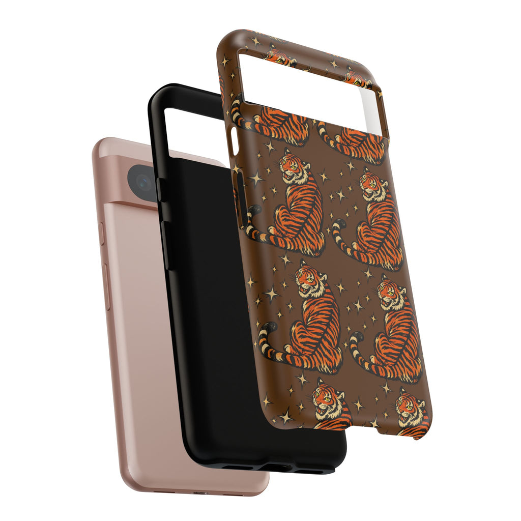 Tiger Pattern Phone Case — Retro Brown Vintage Tiger Print Tough Case