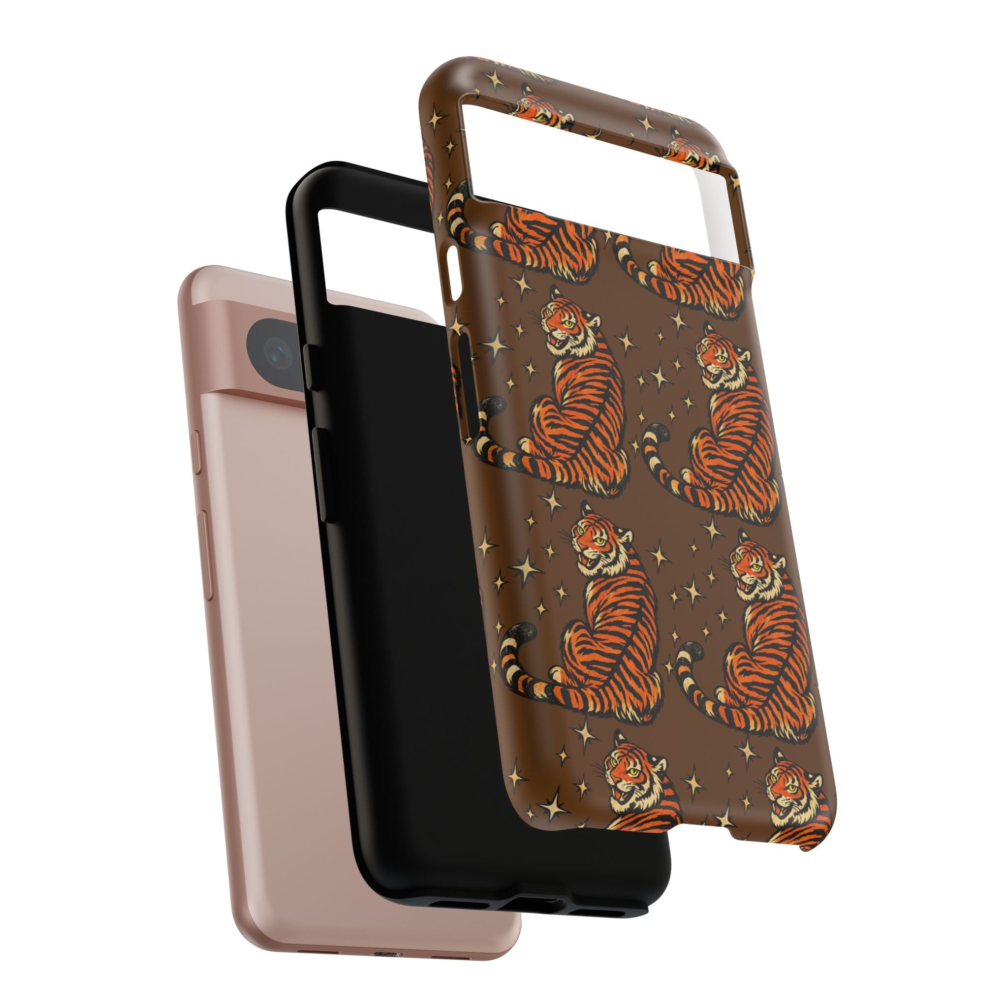 Tiger Pattern Phone Case — Retro Brown Vintage Tiger Print Tough Case