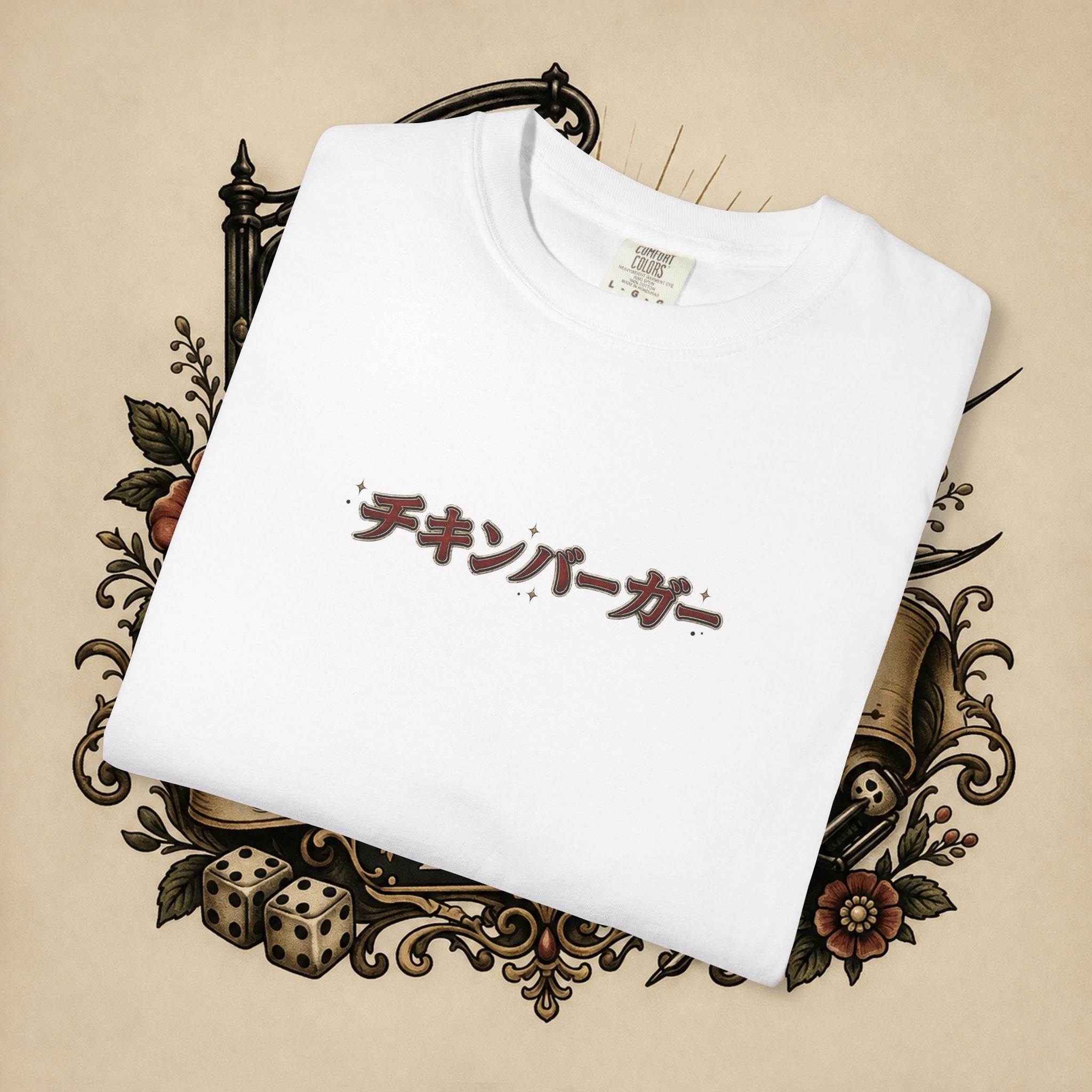 Japanese Text & Oni Mask T-shirt | Samurai Tattoo Back Print