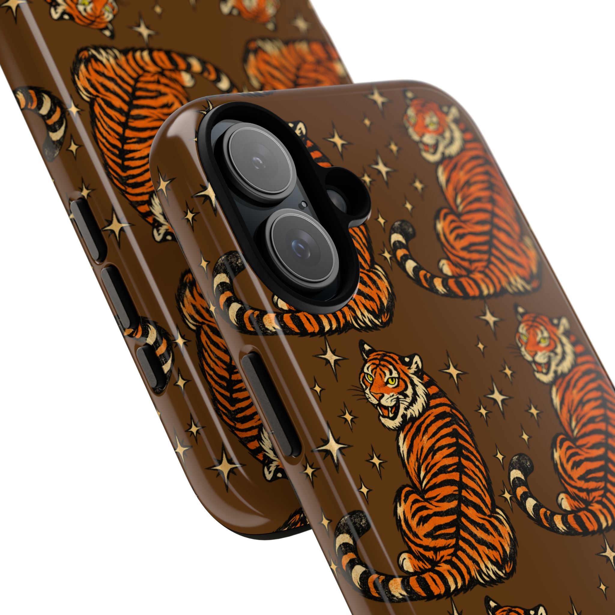 Tiger Pattern Phone Case — Retro Brown Vintage Tiger Print Tough Case