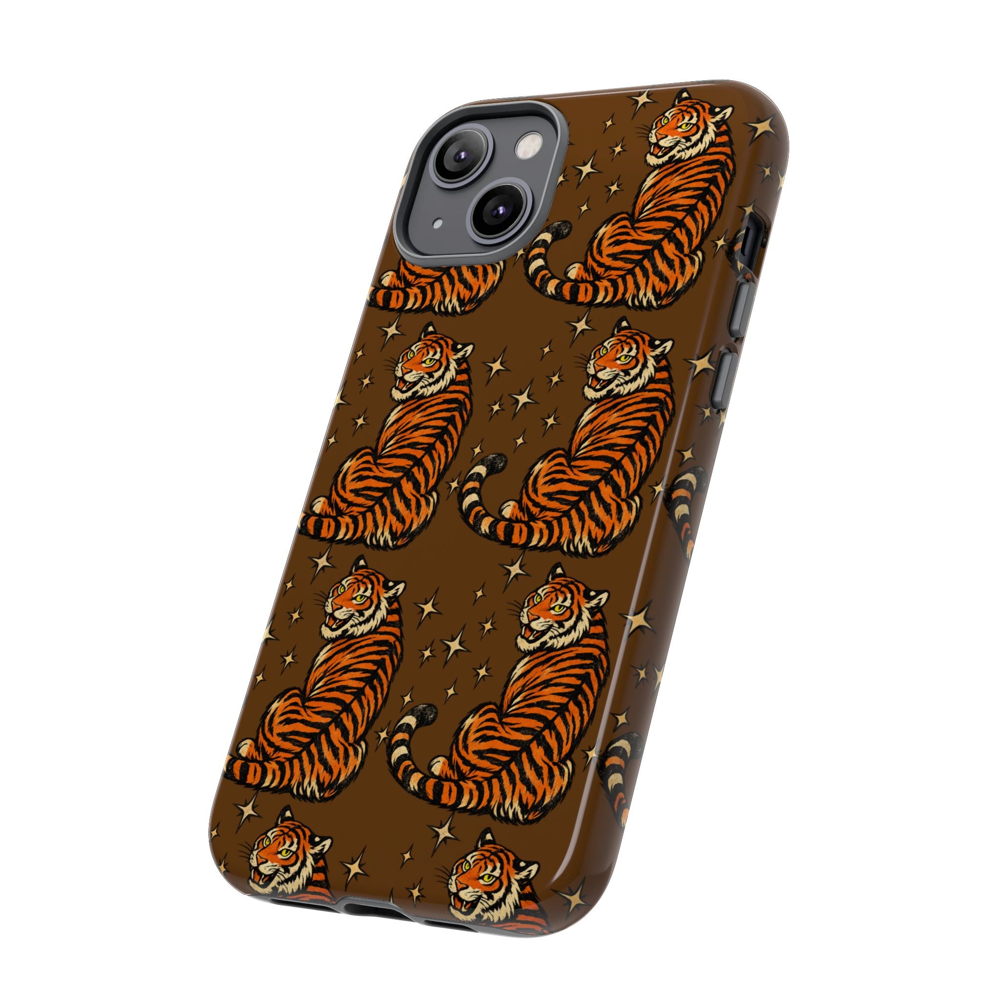 Tiger Pattern Phone Case — Retro Brown Vintage Tiger Print Tough Case