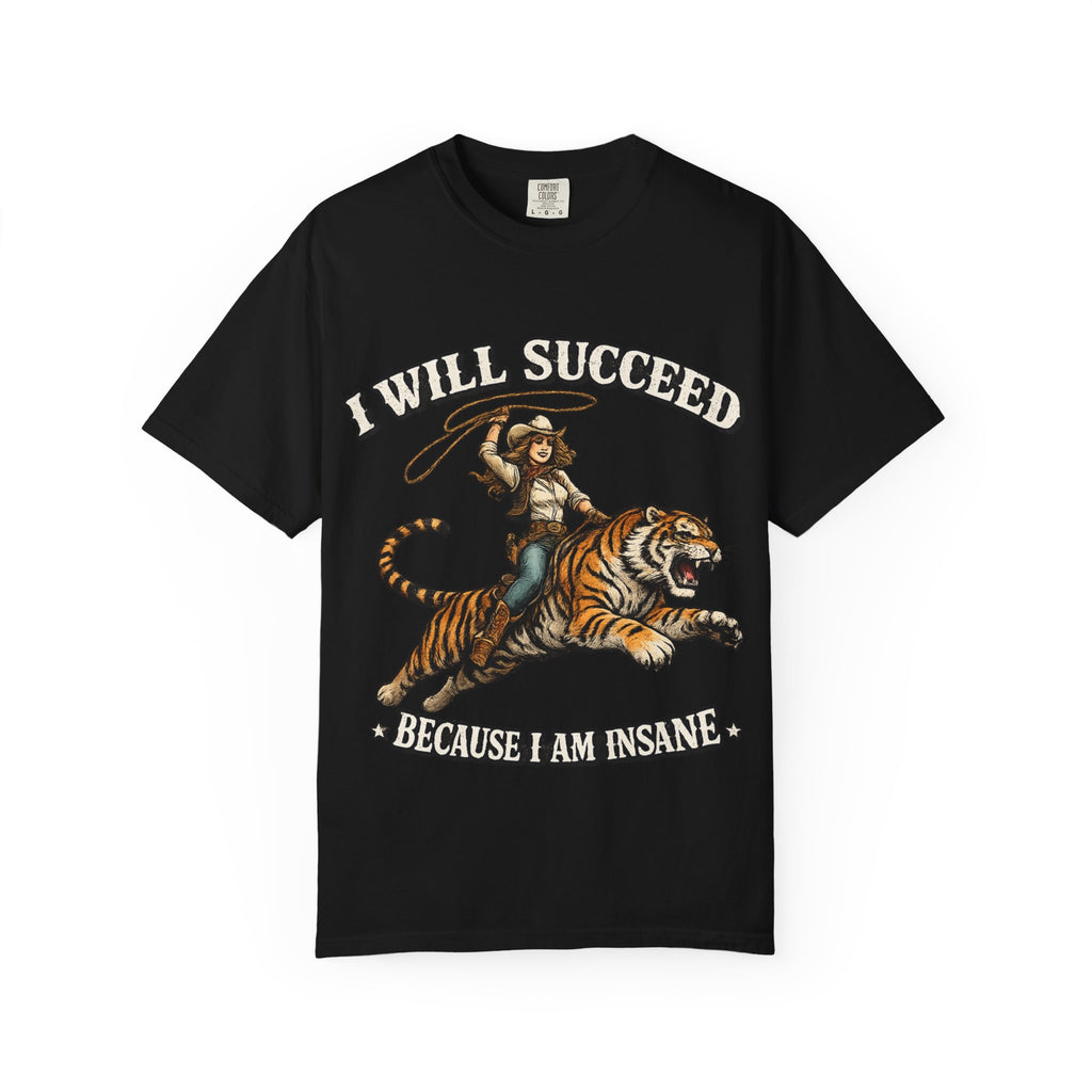 I Will Succeed Tiger T-Shirt — Bold Vintage Rider Graphic Tee