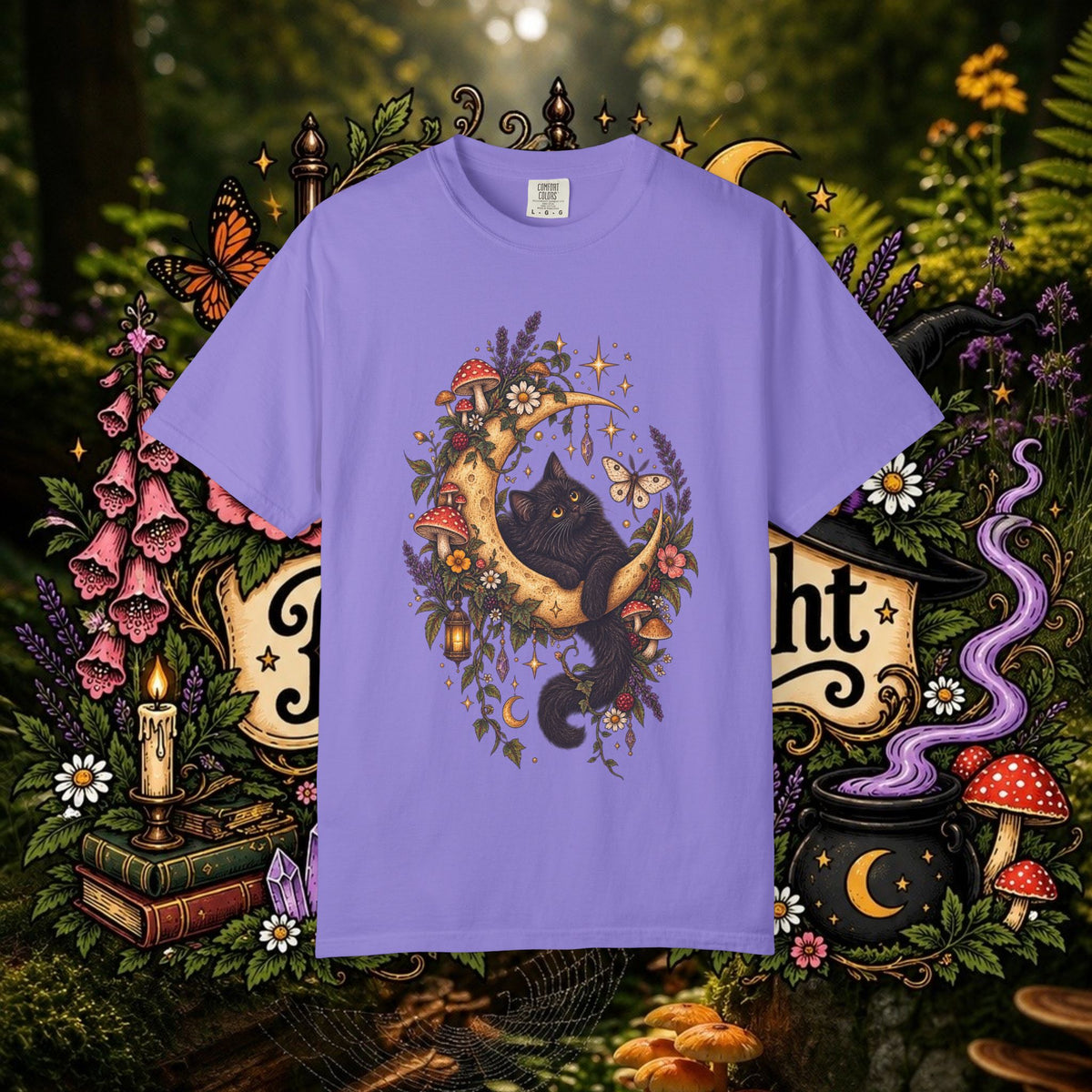 Moonlit Black Cat Oversized T-Shirt