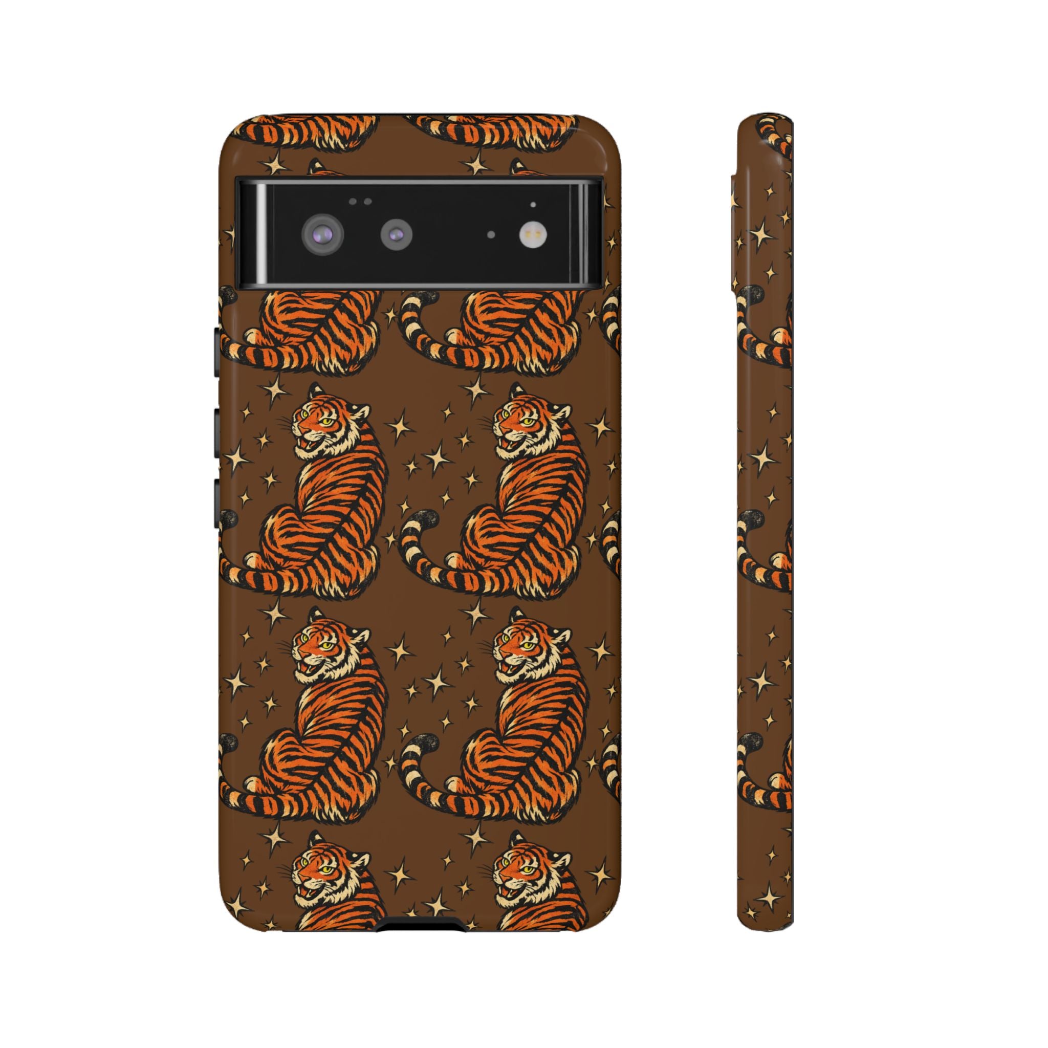 Tiger Pattern Phone Case — Retro Brown Vintage Tiger Print Tough Case