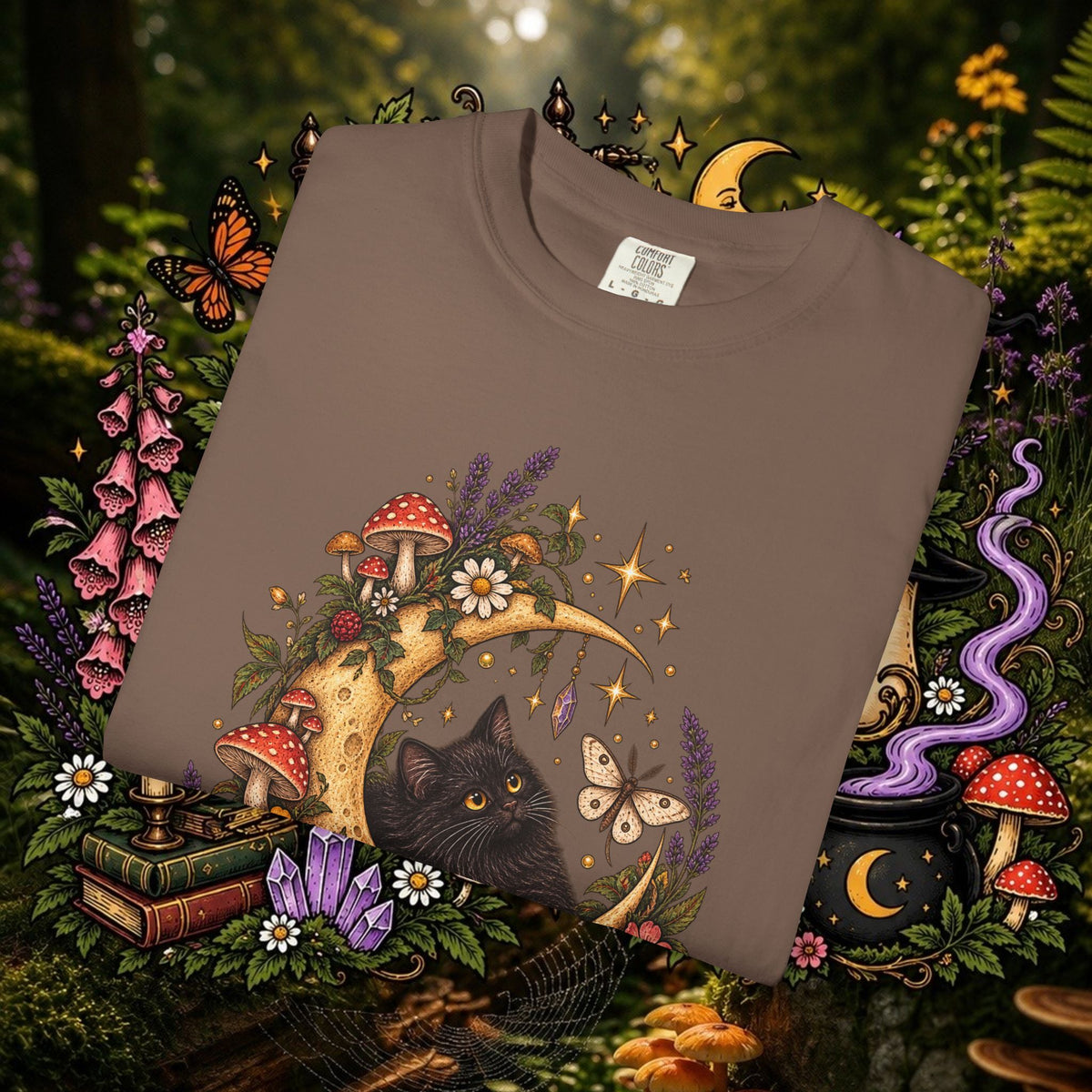 Moonlit Black Cat Oversized T-Shirt