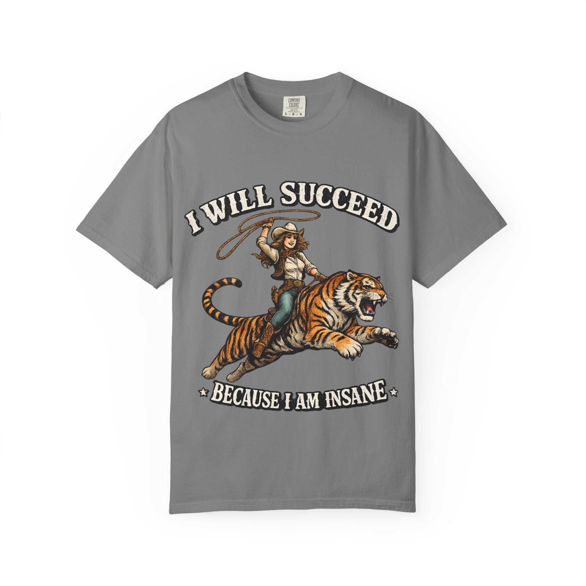 I Will Succeed Tiger T-Shirt — Bold Vintage Rider Graphic Tee