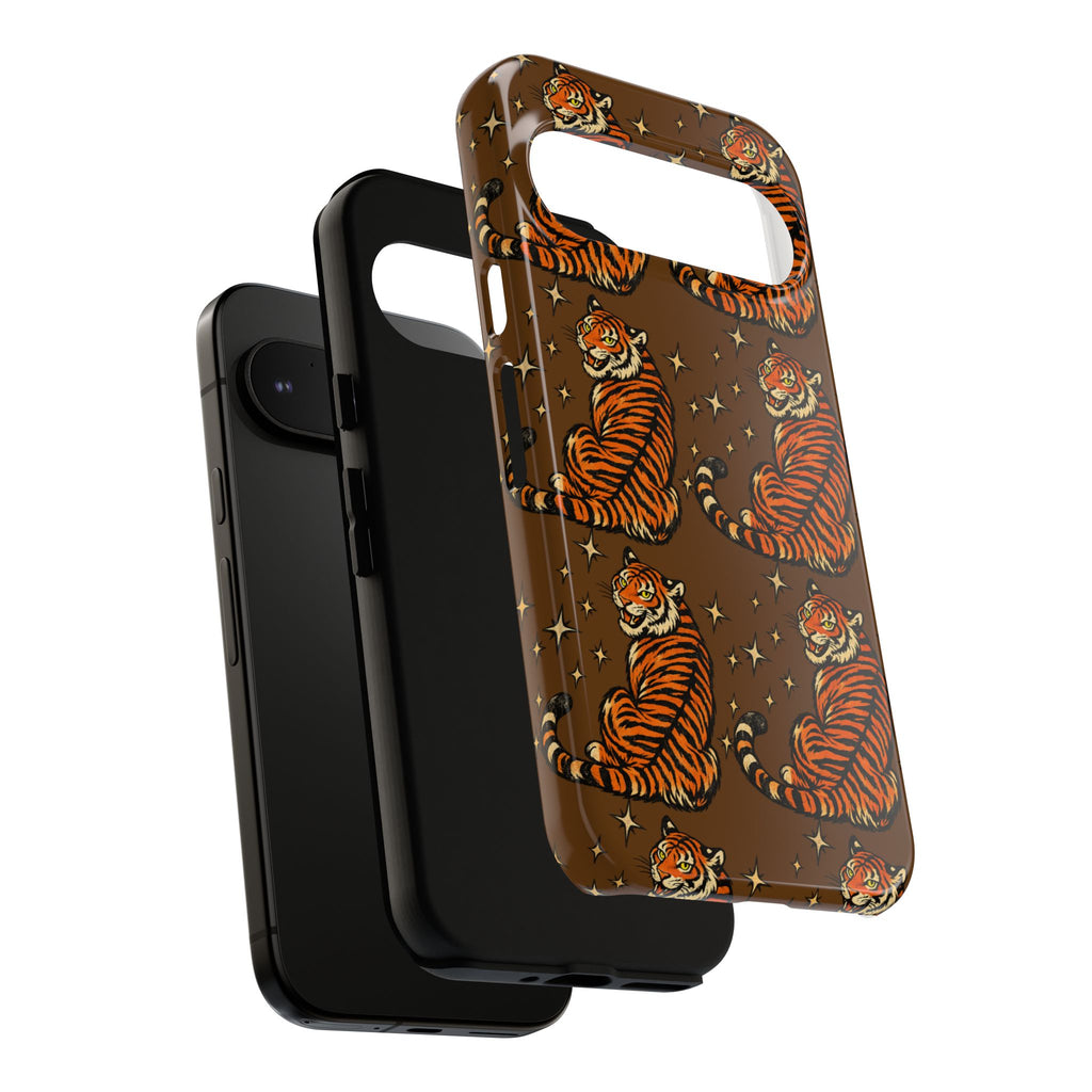 Tiger Pattern Phone Case — Retro Brown Vintage Tiger Print Tough Case