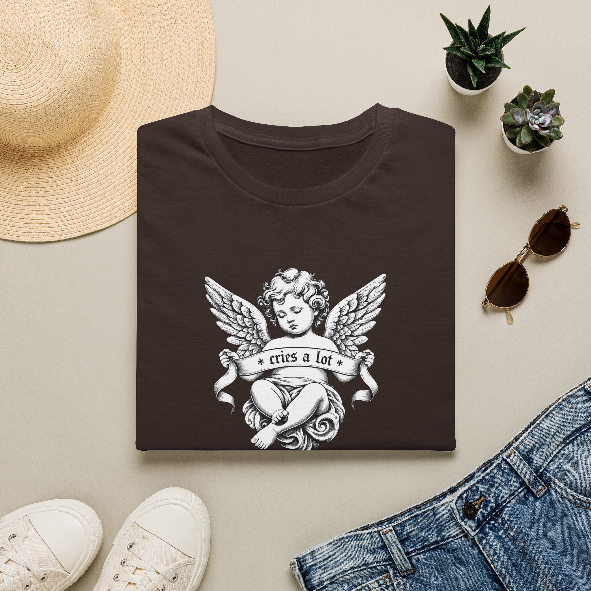 Cherub Angel Tee — 'Cries a Lot' Vintage Graphic T-Shirt