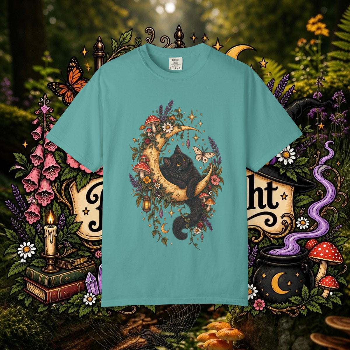 Moonlit Black Cat Oversized T-Shirt