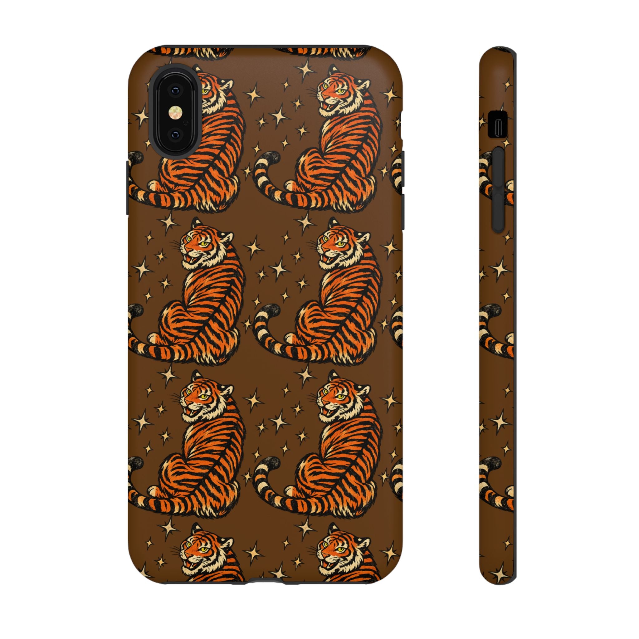 Tiger Pattern Phone Case — Retro Brown Vintage Tiger Print Tough Case