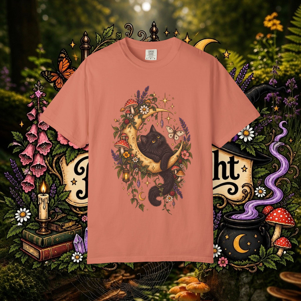 Moonlit Black Cat Oversized T-Shirt
