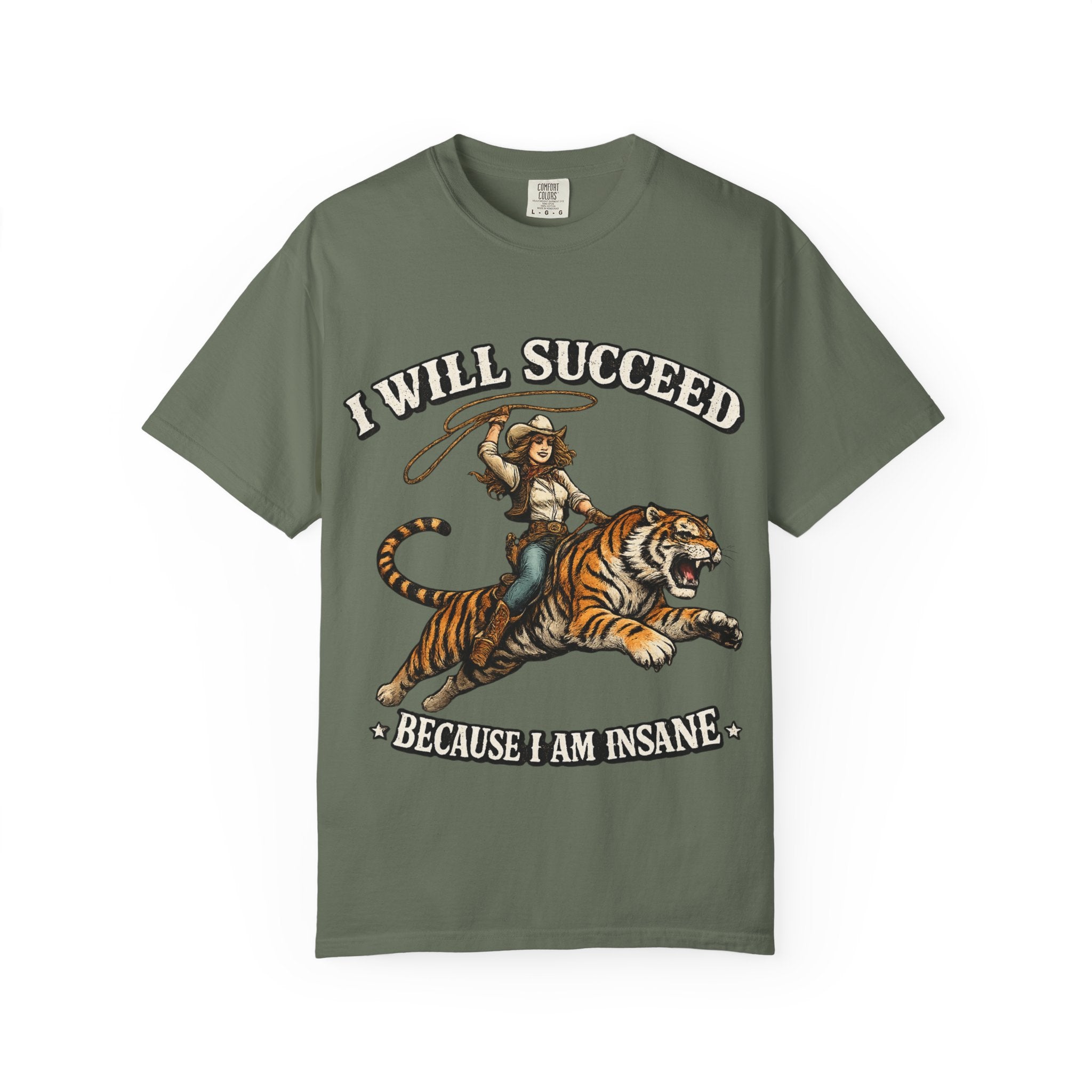 I Will Succeed Tiger T-Shirt — Bold Vintage Rider Graphic Tee