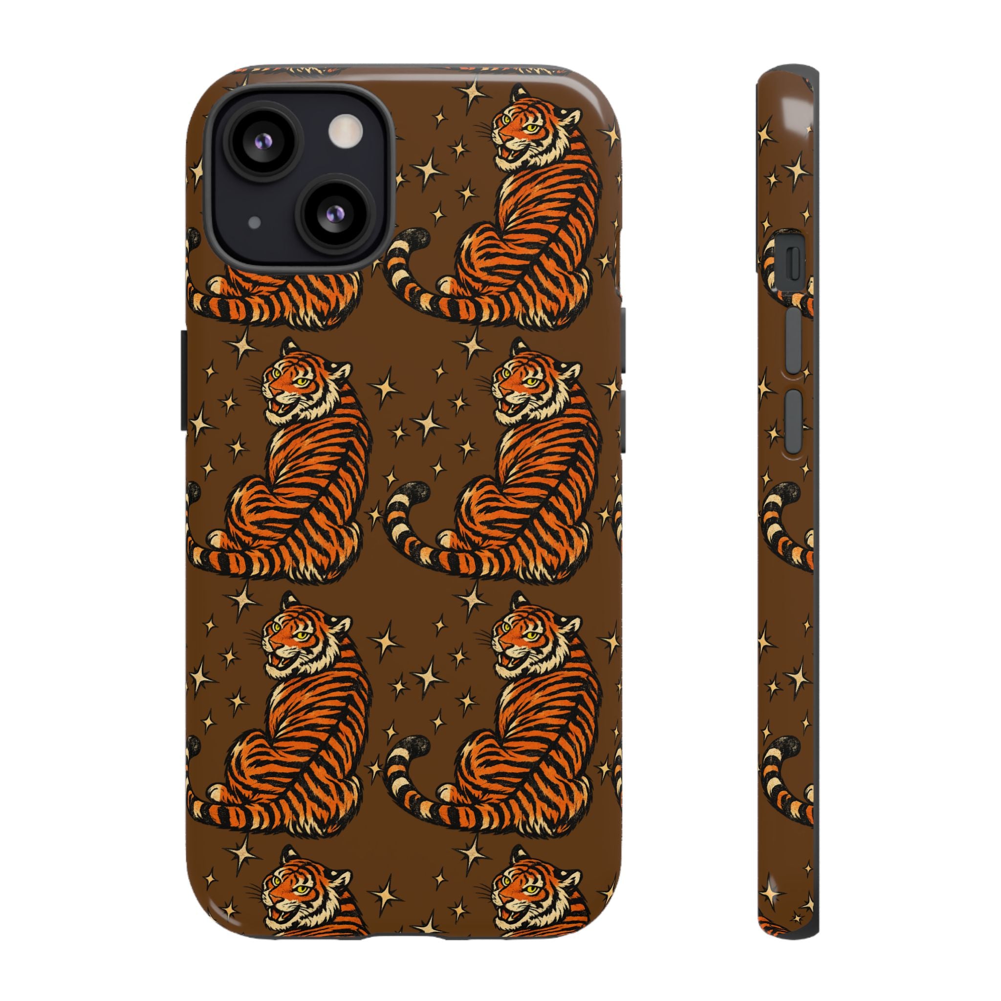 Tiger Pattern Phone Case — Retro Brown Vintage Tiger Print Tough Case