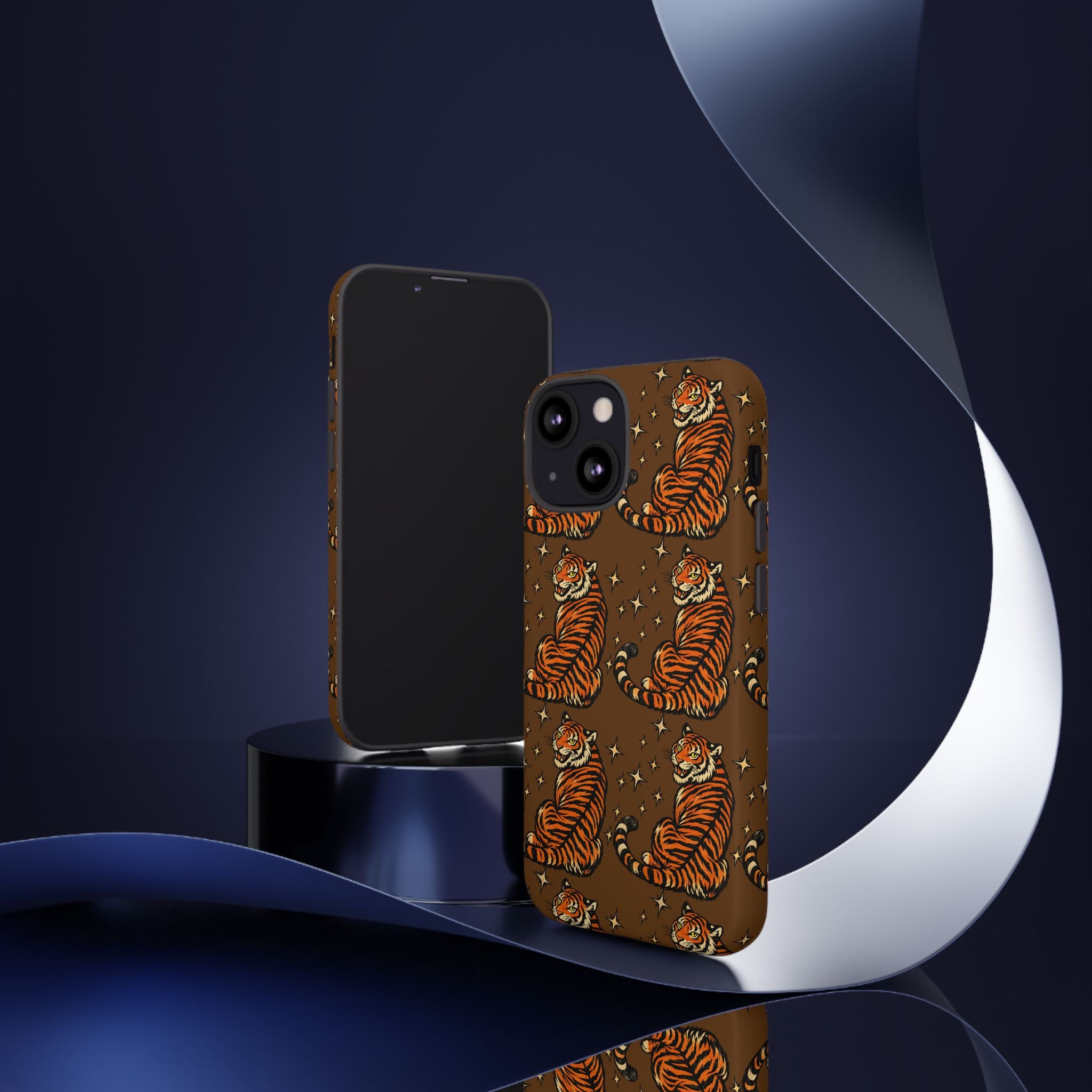 Tiger Pattern Phone Case — Retro Brown Vintage Tiger Print Tough Case