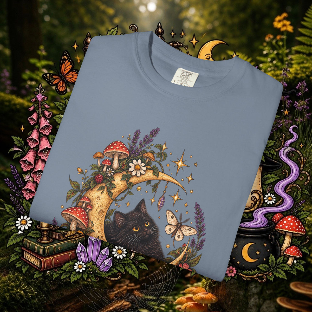 Moonlit Black Cat Oversized T-Shirt
