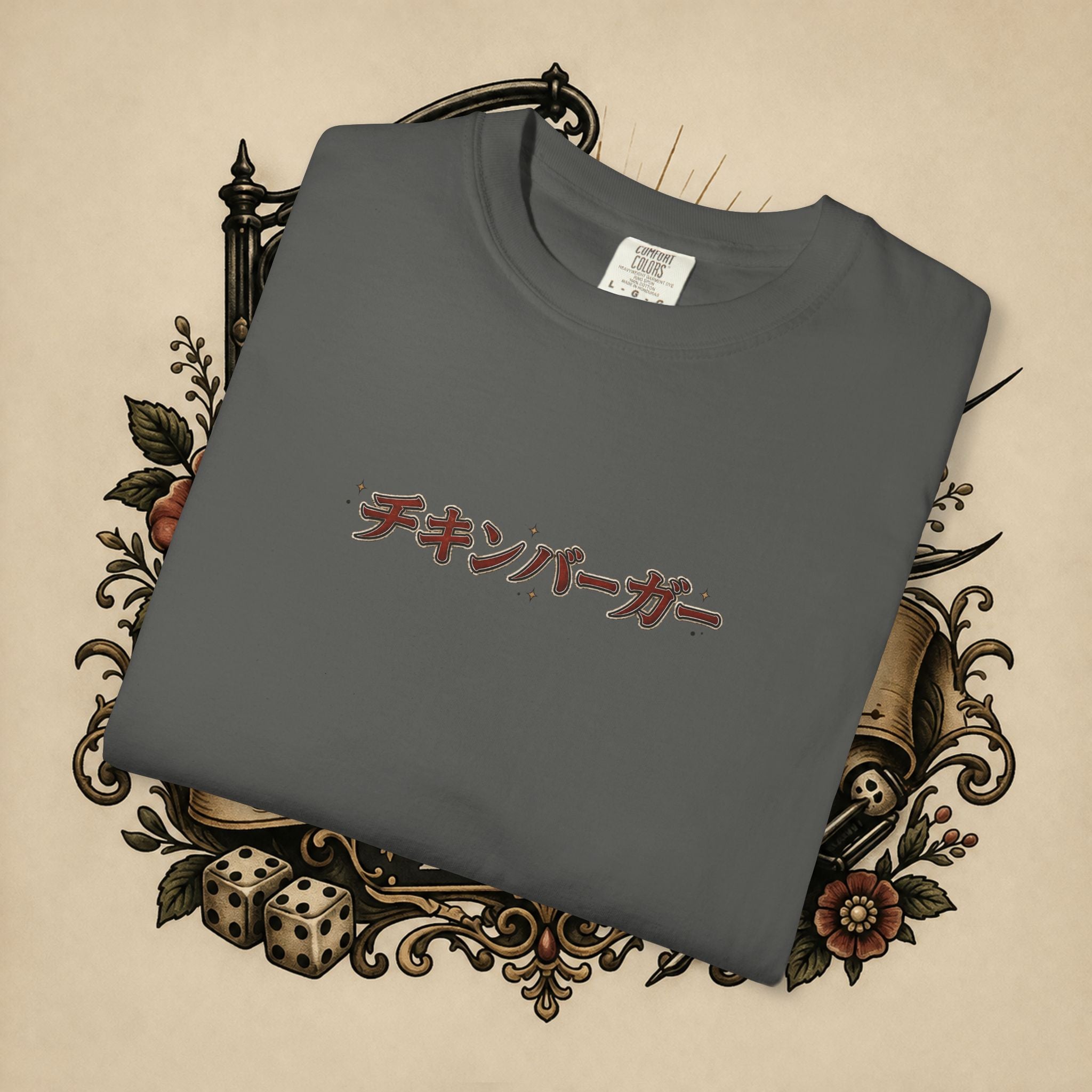 Japanese Text & Oni Mask T-shirt | Samurai Tattoo Back Print