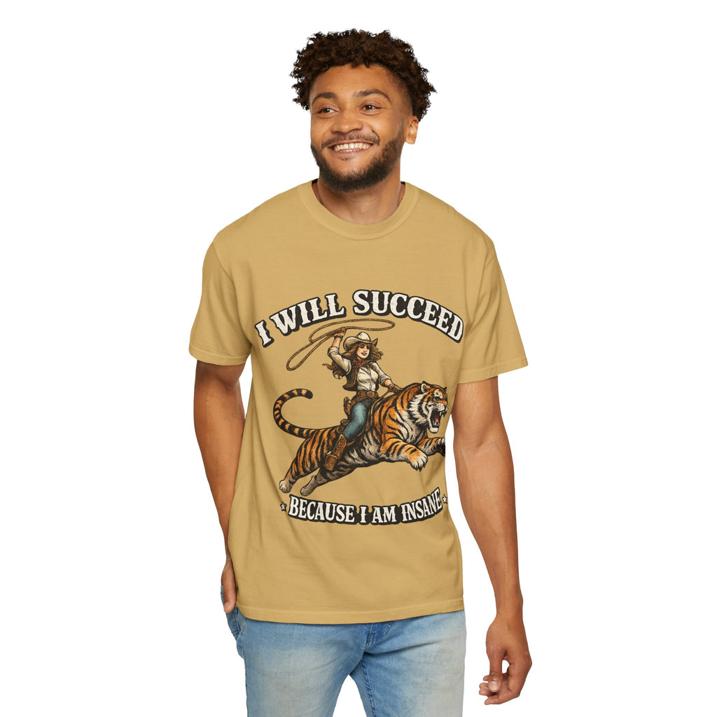 I Will Succeed Tiger T-Shirt — Bold Vintage Rider Graphic Tee