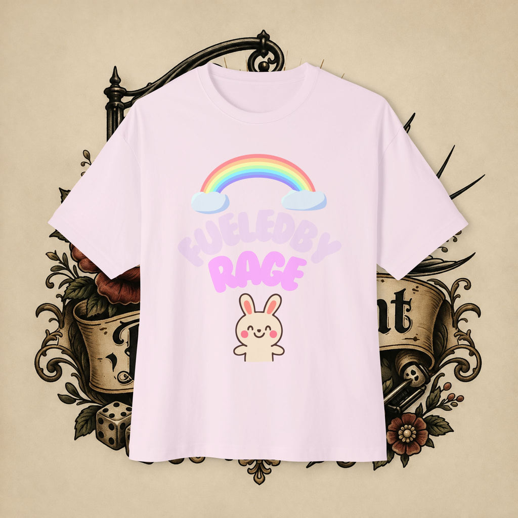 Fueled by Rage Tee | Cute Bunny Rainbow Illustration