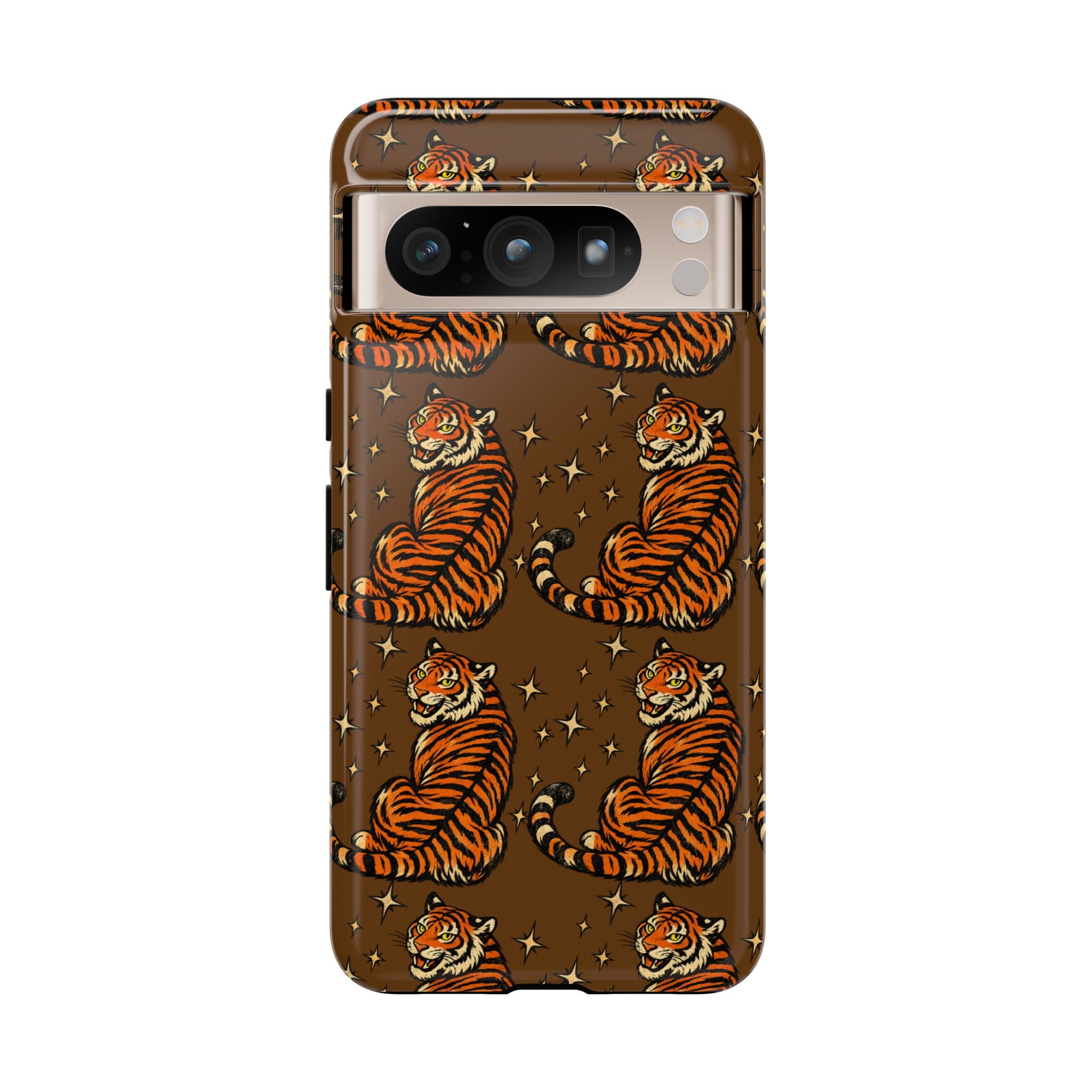 Tiger Pattern Phone Case — Retro Brown Vintage Tiger Print Tough Case
