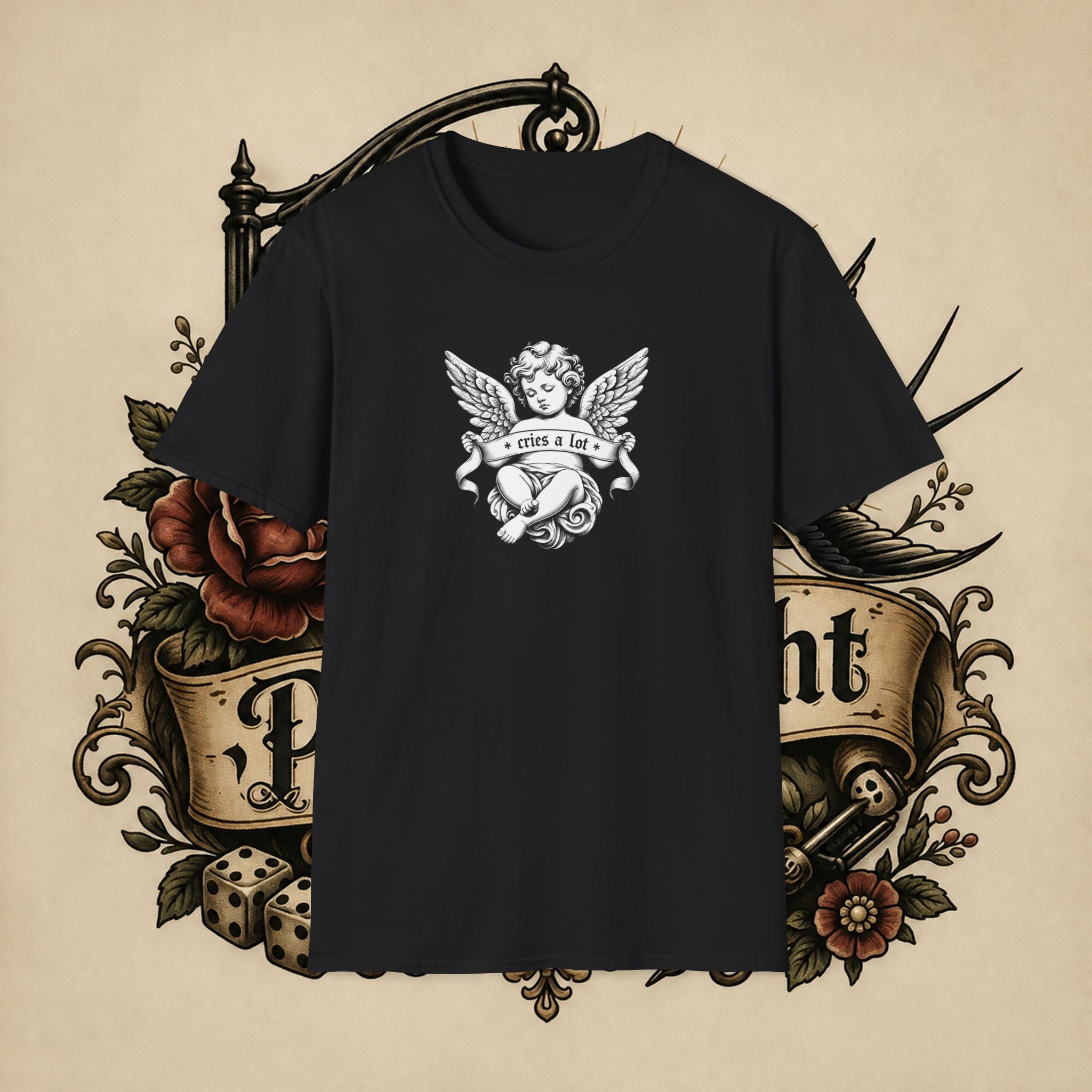 Cherub Angel Tee — 'Cries a Lot' Vintage Graphic T-Shirt