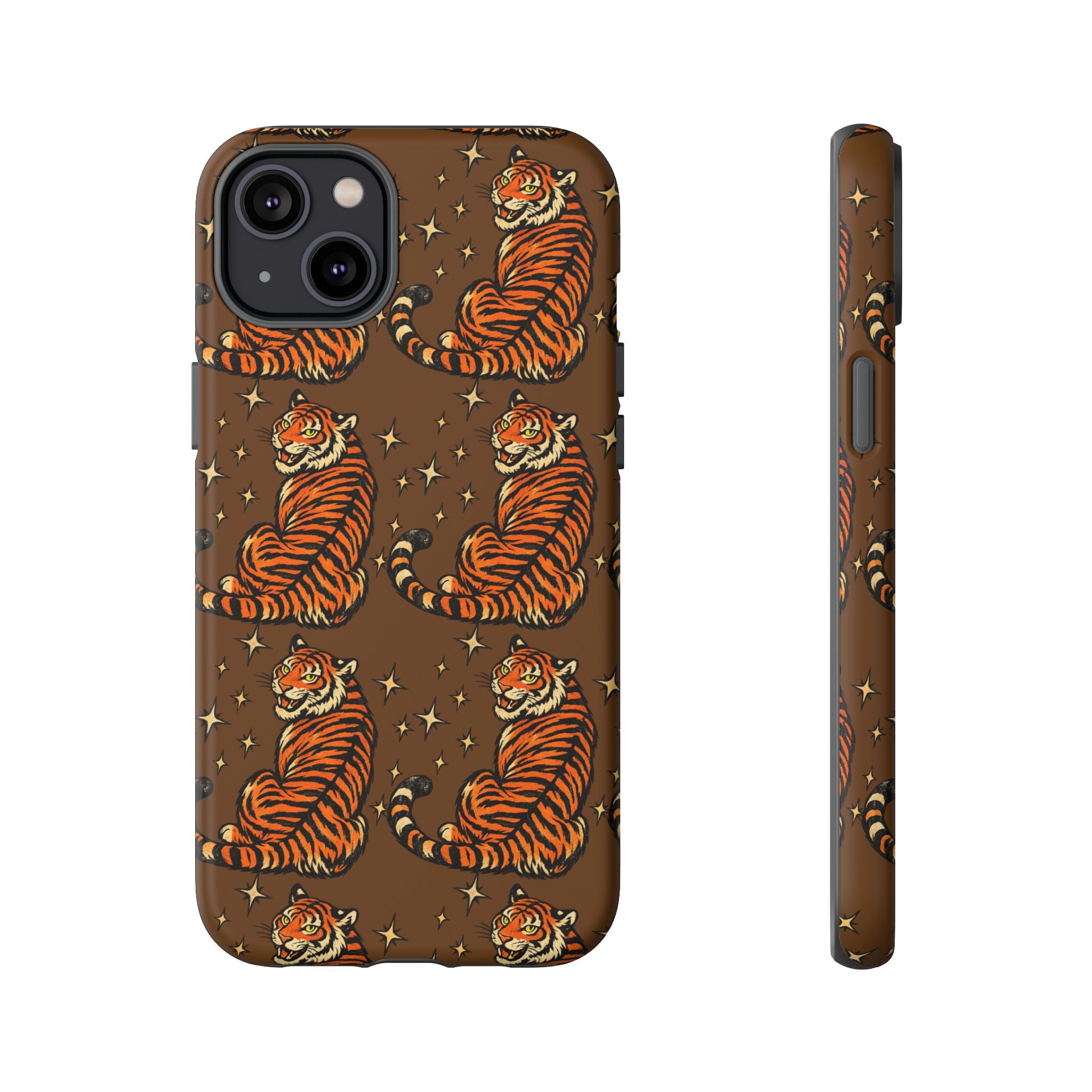 Tiger Pattern Phone Case — Retro Brown Vintage Tiger Print Tough Case