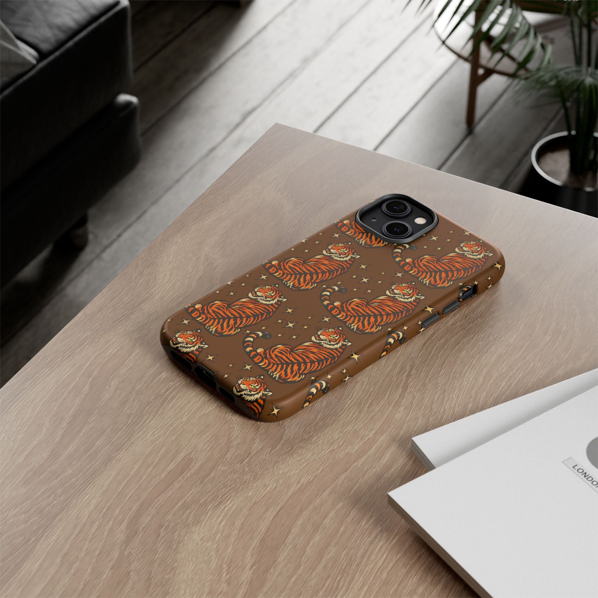 Tiger Pattern Phone Case — Retro Brown Vintage Tiger Print Tough Case