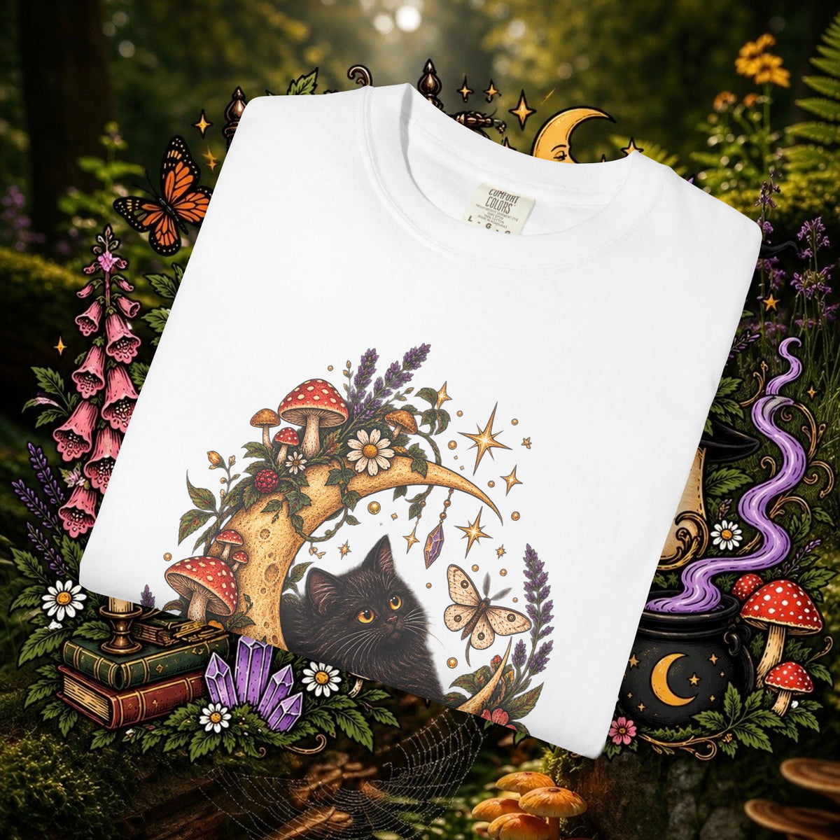 Moonlit Black Cat Oversized T-Shirt