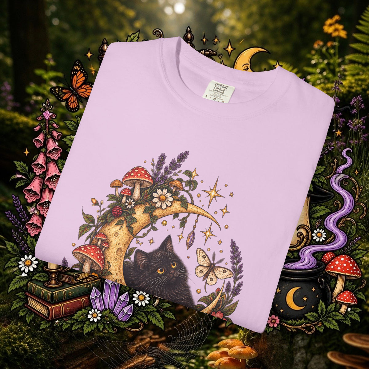 Moonlit Black Cat Oversized T-Shirt