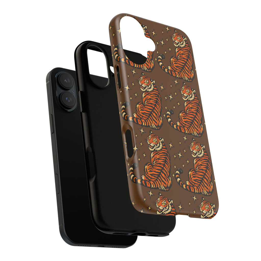Tiger Pattern Phone Case — Retro Brown Vintage Tiger Print Tough Case