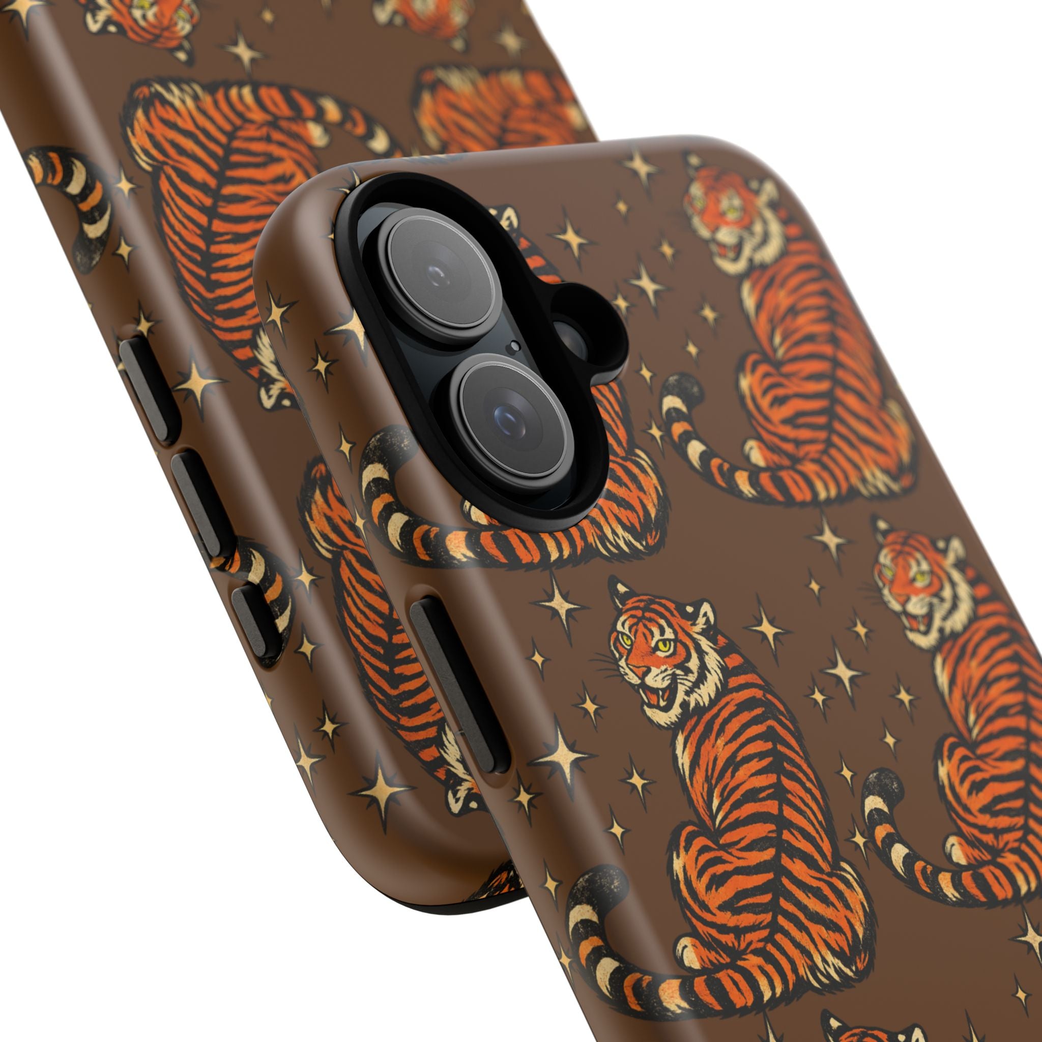 Tiger Pattern Phone Case — Retro Brown Vintage Tiger Print Tough Case